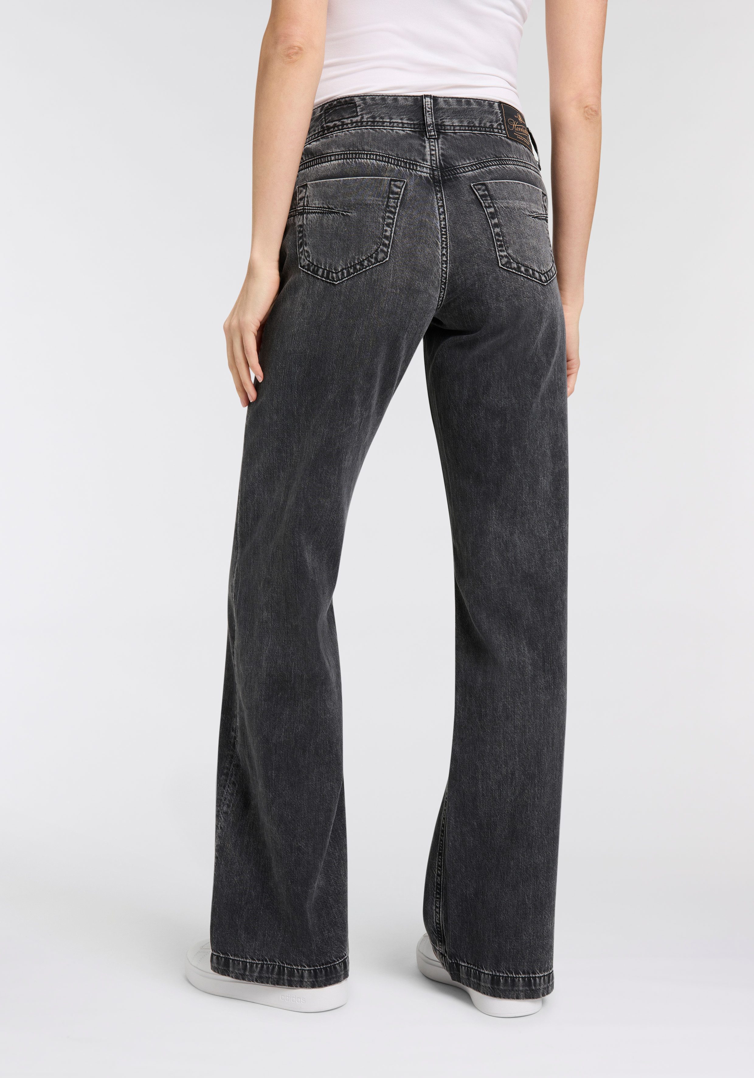 Herrlicher 5-pocket jeans Edna Denim Black met uitlopende pijpen