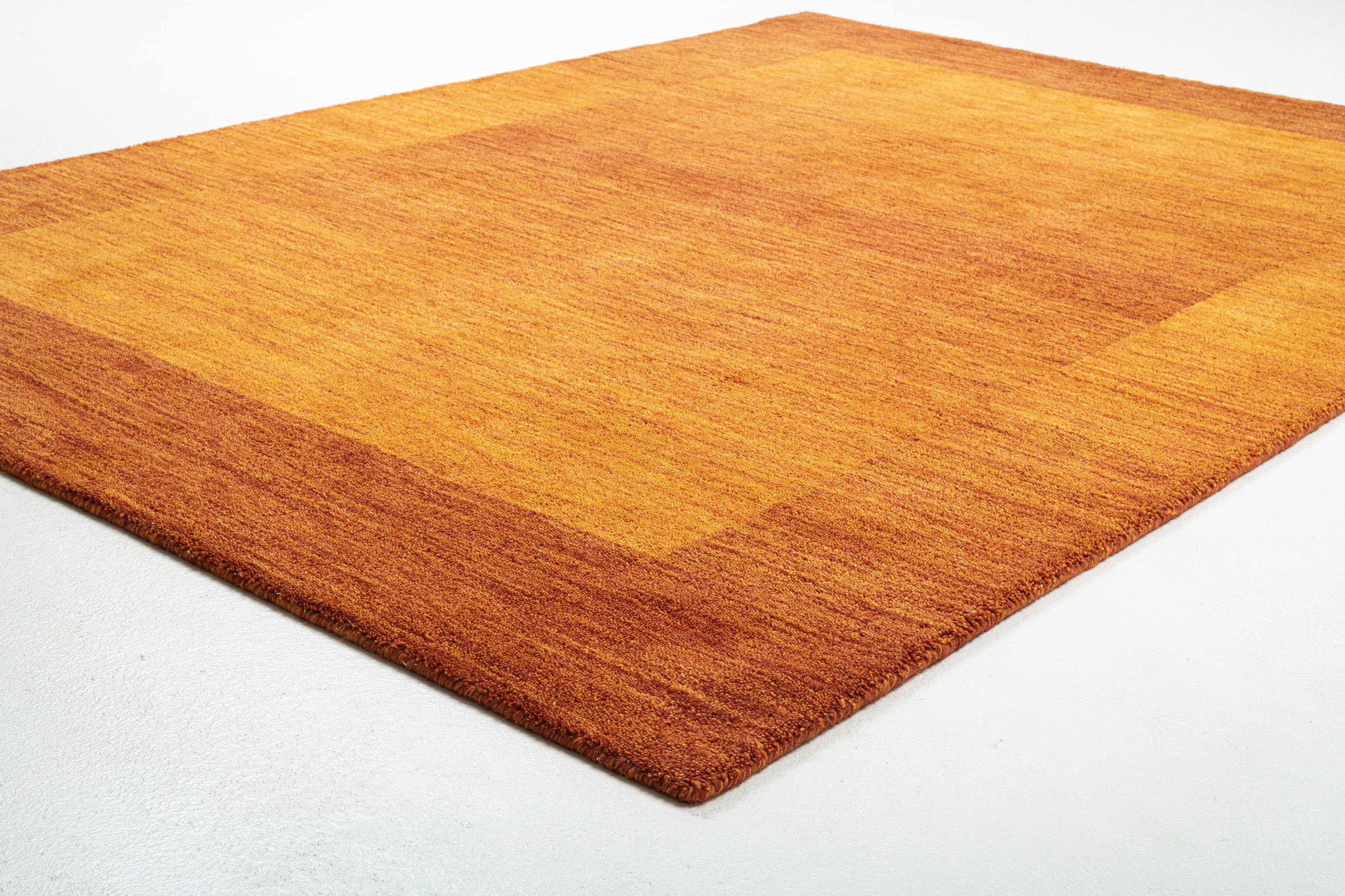 THEKO Wollen kleed Gabbeh super, Handgeweven vloerkleed, randdessin, zuivere wol, met de hand geweven