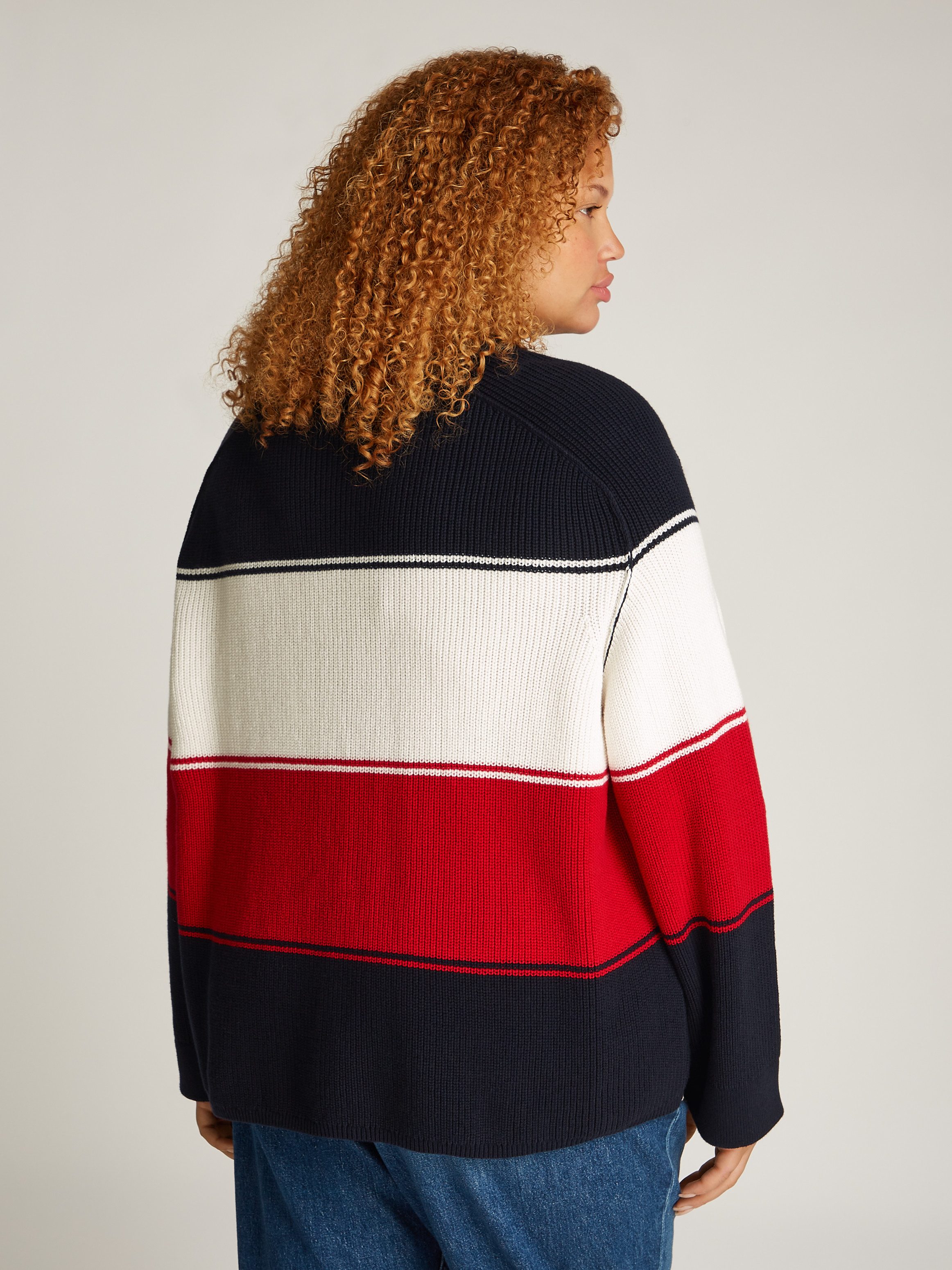 Tommy Hilfiger Curve Trui met ronde hals CRV CO CARDI STITCH C-NK SWT