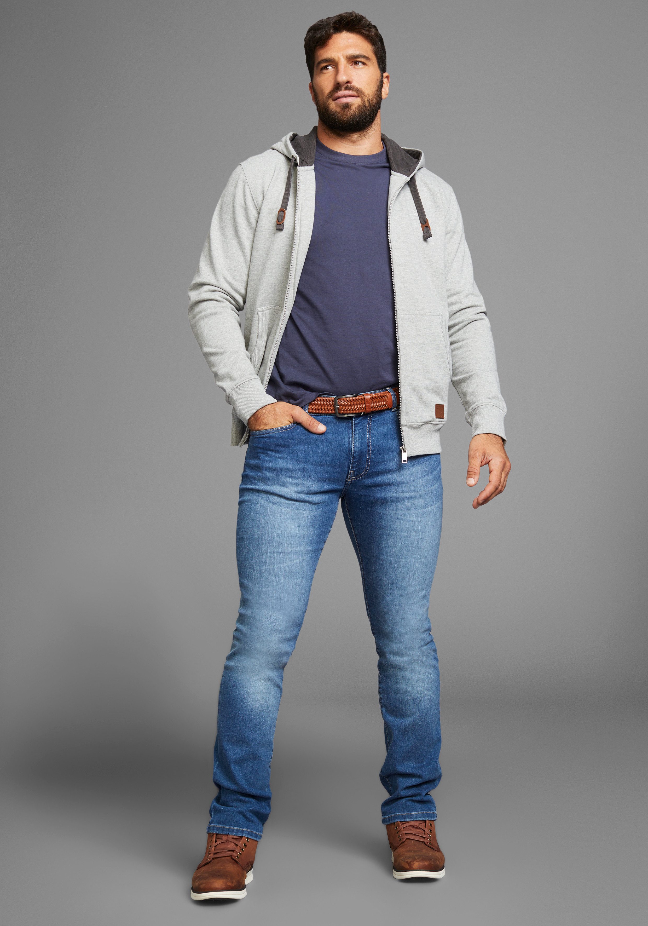 Man's World Capuchonsweatvest met contrastkleurige voering