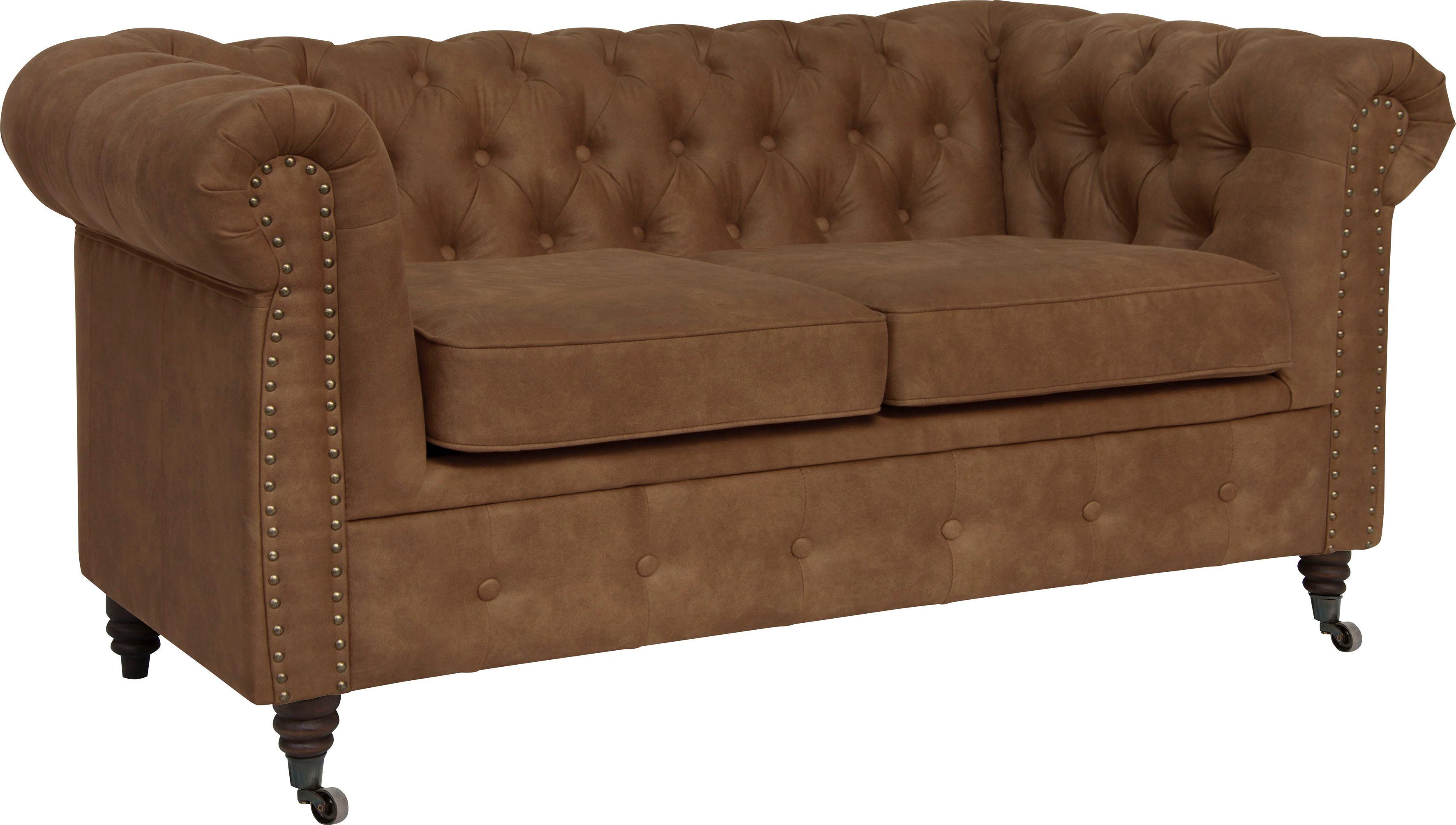 Home affaire Chesterfield-bank Aarburg luxueuze capitonnage en siernagels in chesterfield-design