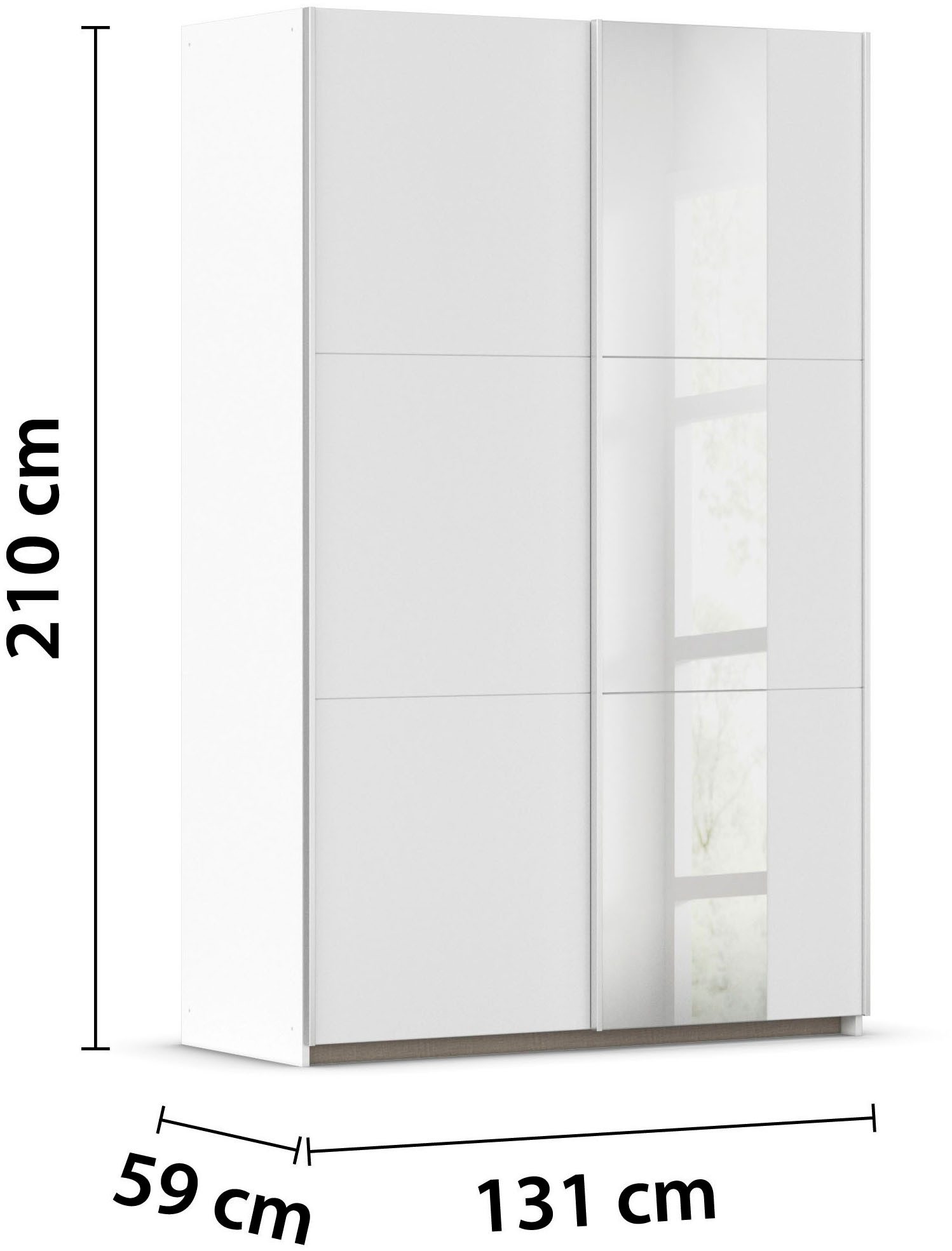 rauch Zweefdeurkast Kledingkast draaideurkast kast garderobe KRONACH TOPSELLER met spiegel en veel opbergruimte, metalen greepstrips, made in germany