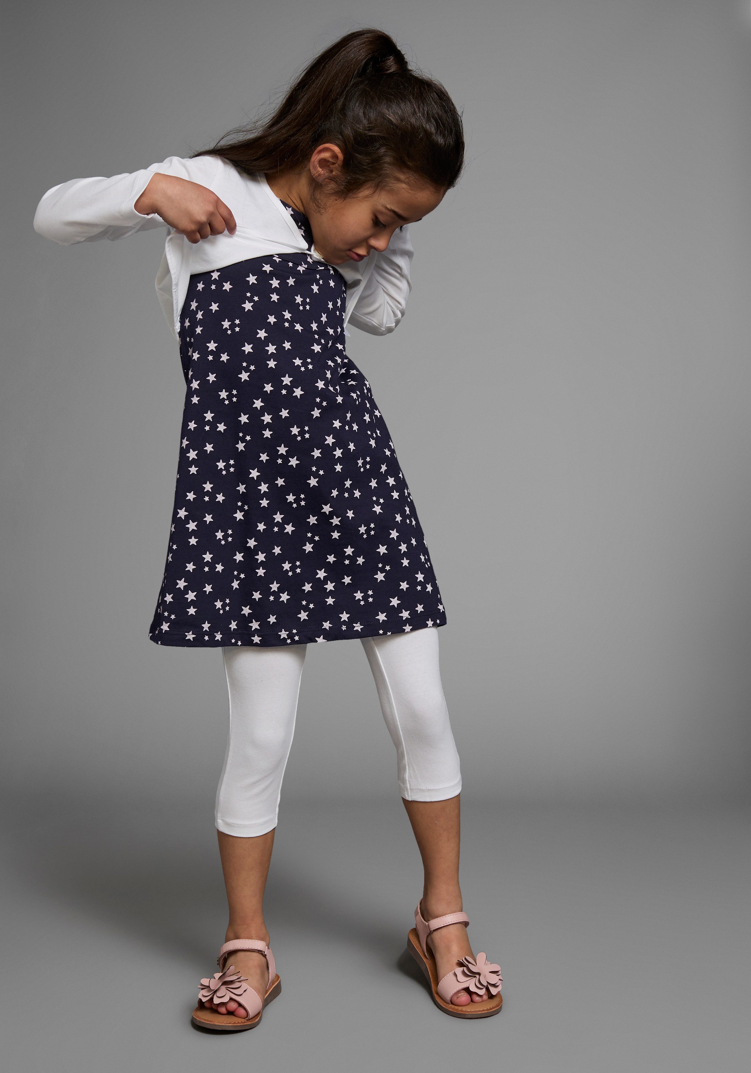 KIDSWORLD Bolero, jurk & legging 3-delig set, compleet outfit met sterrenpatroon (set, 3-delig)
