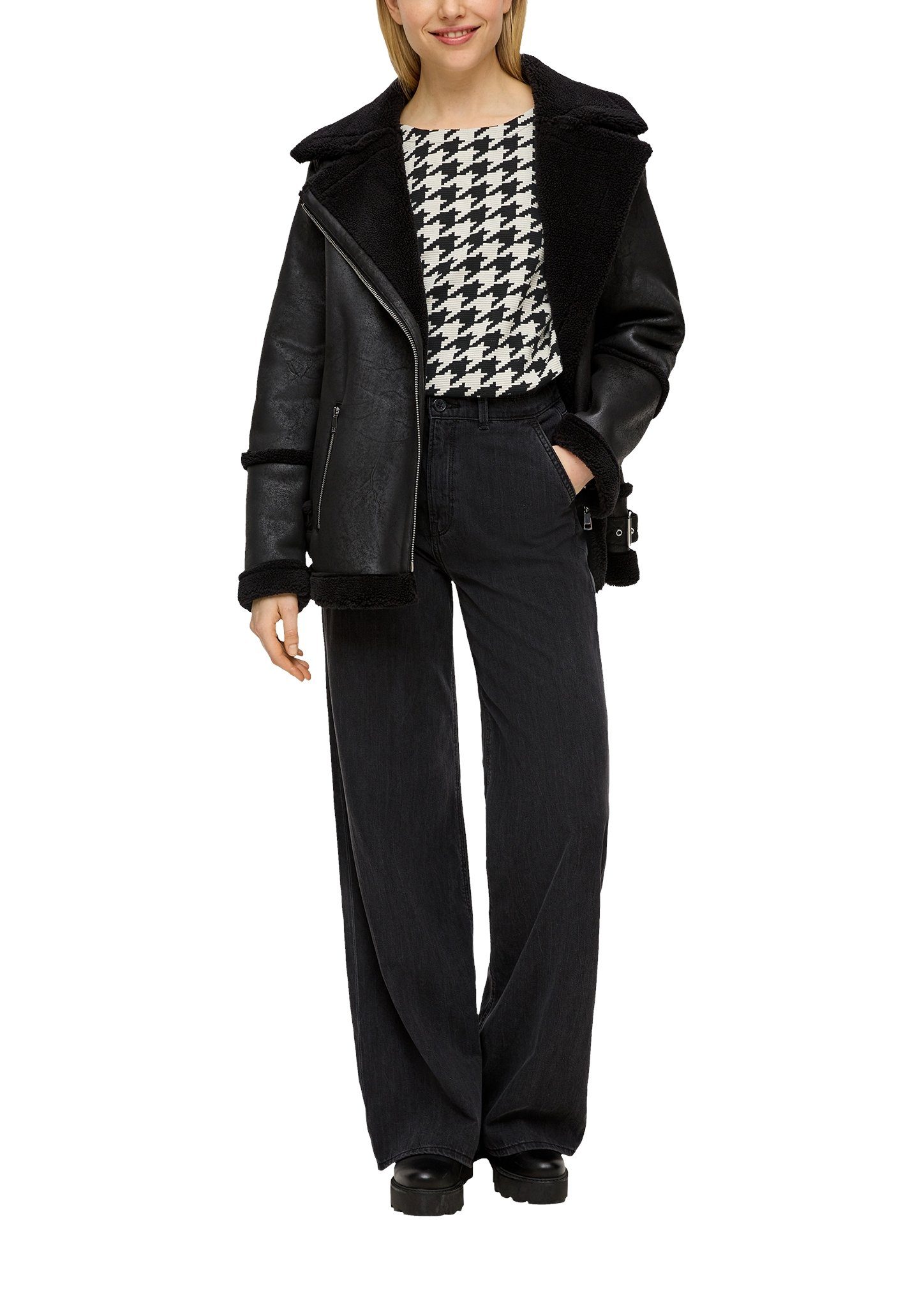 s.Oliver Sweatshirt met pied-de-poulemotief