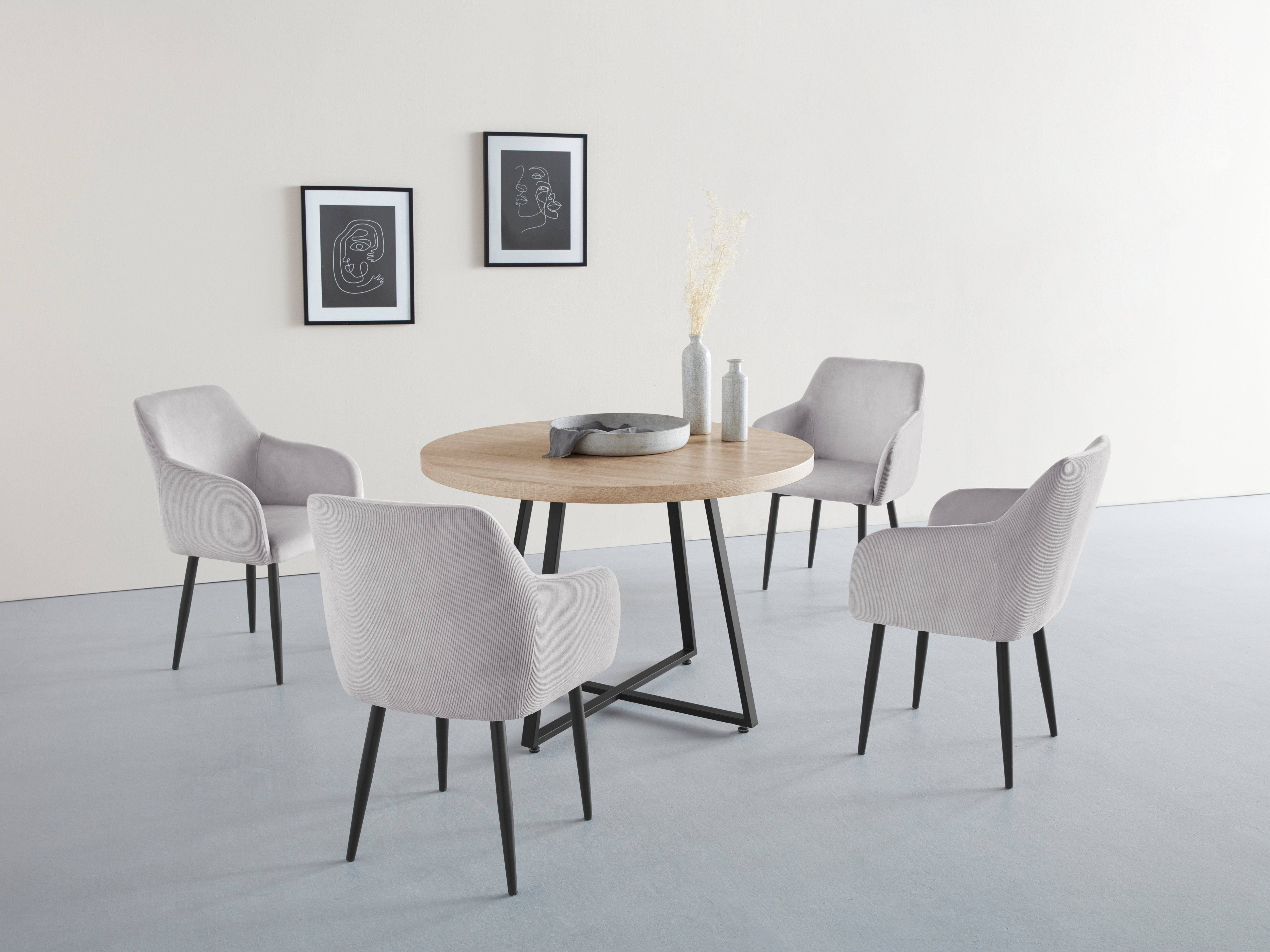 Home affaire Eettafel Anja, TOPSELLER! Diameter 110 cm, Scandi design, metalen frame