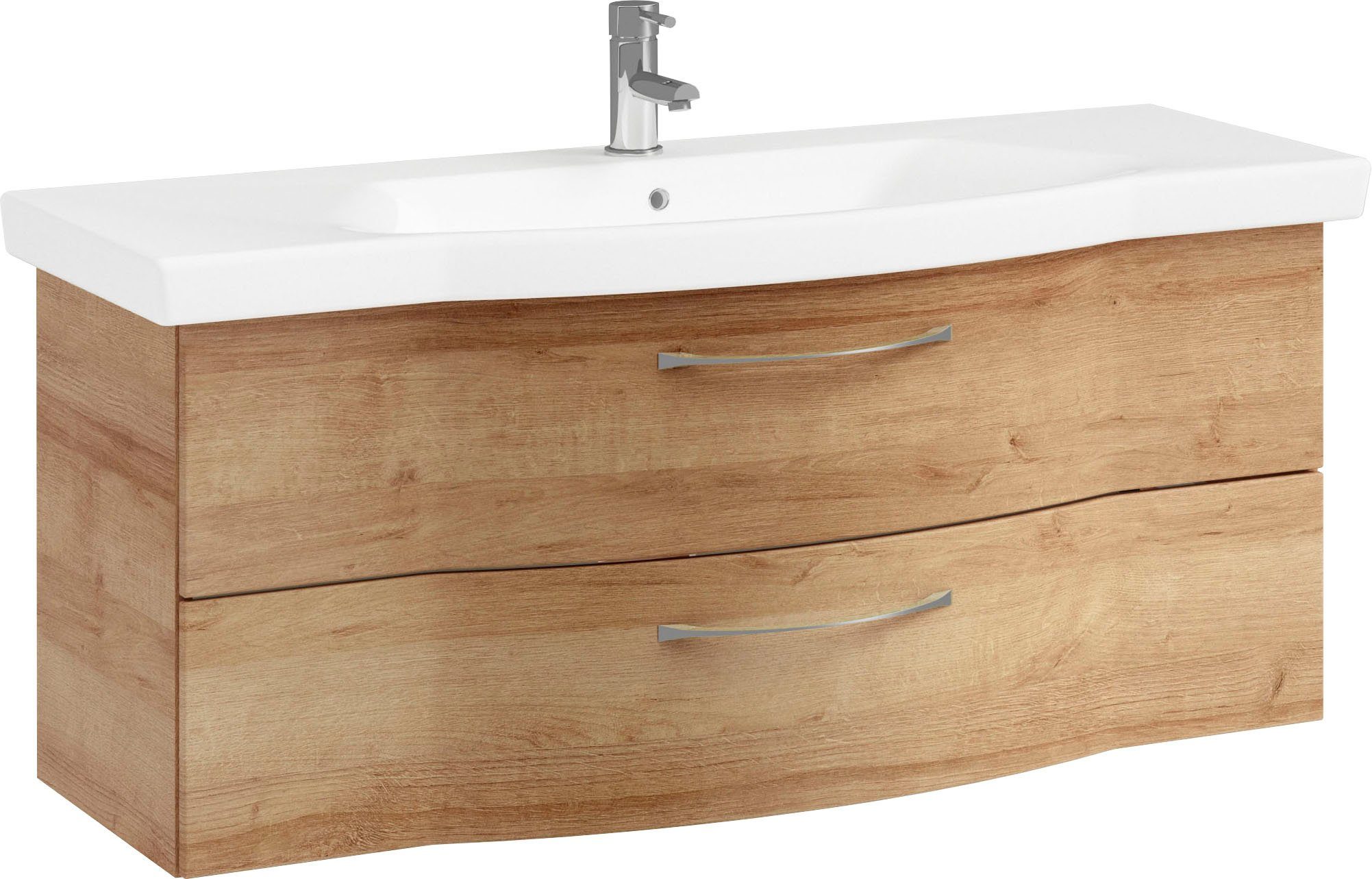 Saphir Badkamerserie 6005 sprint keramiek-wastafelonderkast met onderkast, 122 cm breed Wastafelmeubel inclusief deurdemper, 2 laden, wastafelonderkast set (1 stuk)