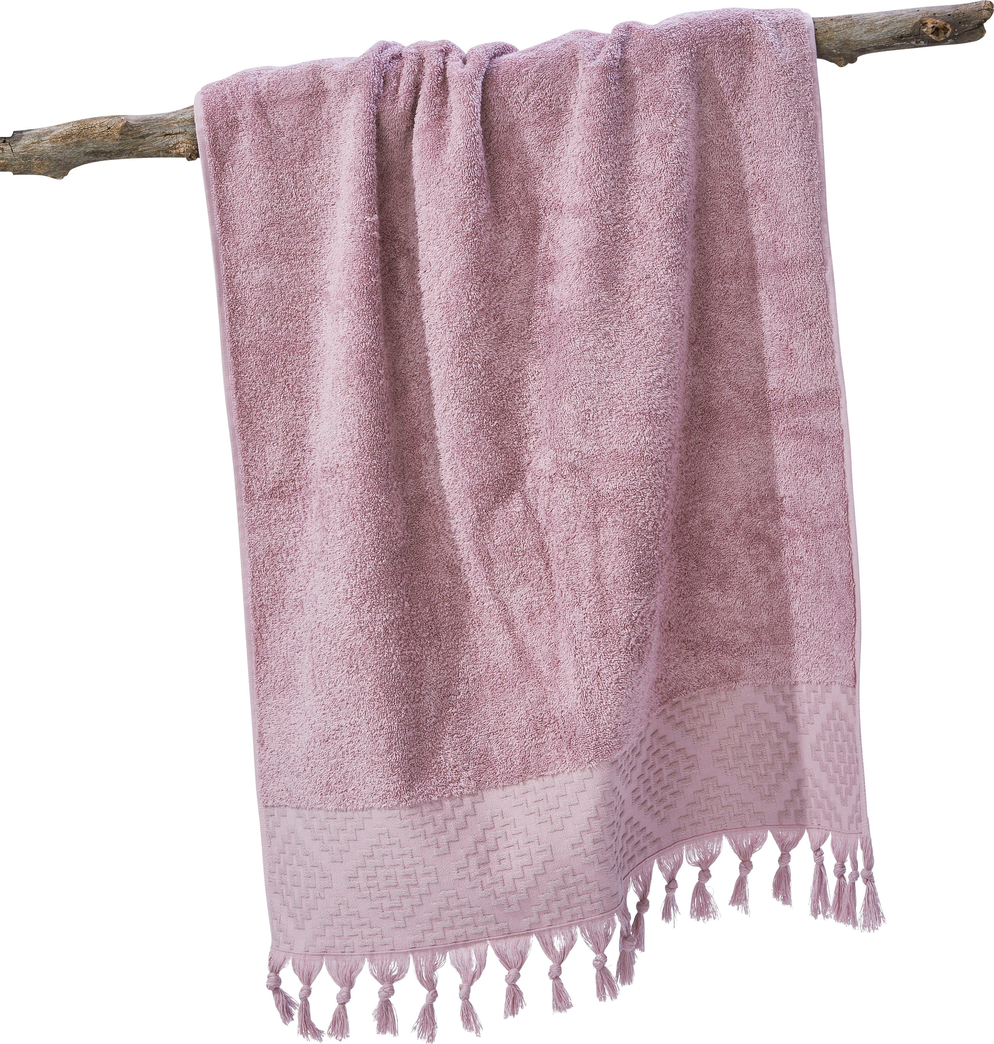 done.® Douchelaken Provence BOHÉME Unikleurig, boho-stijl, met opvallende rand & franje (1 stuk)