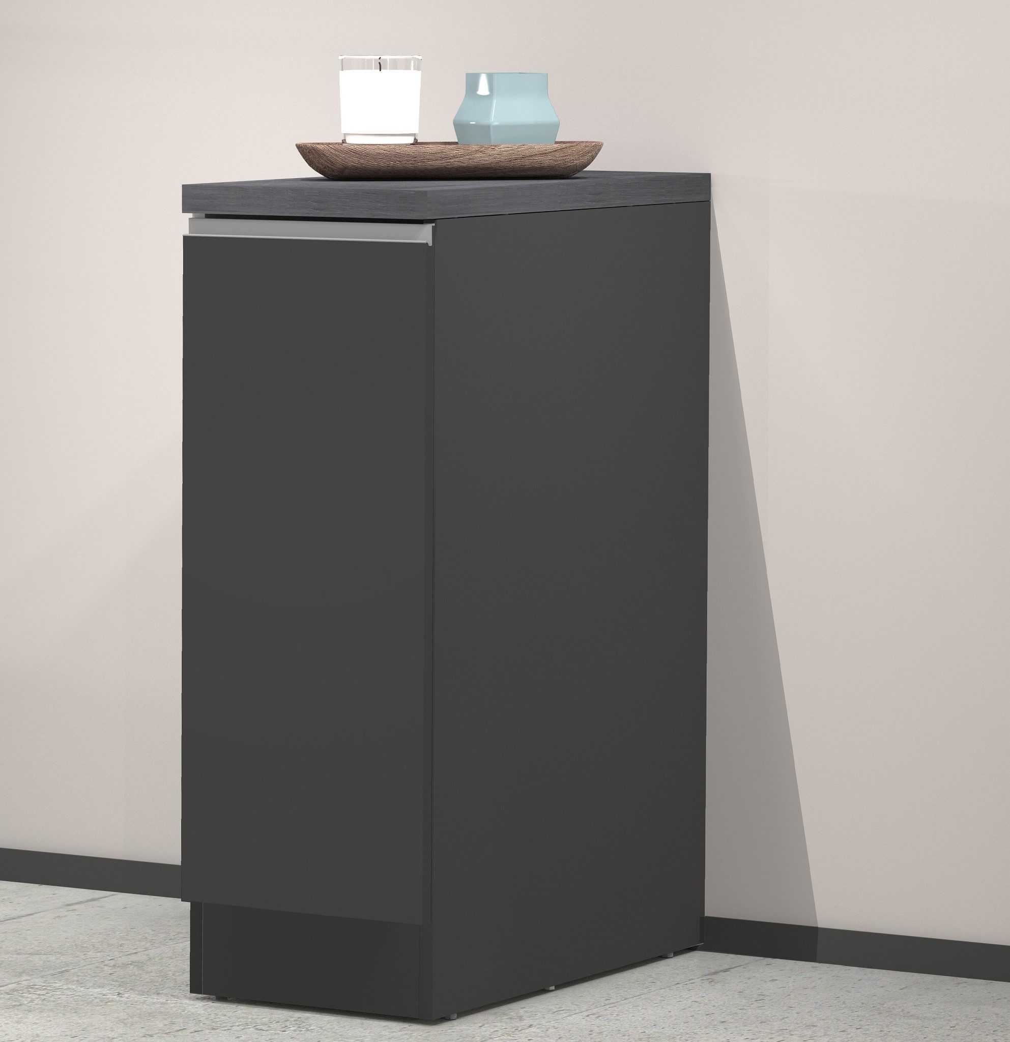 Kochstation Apothekerskast KS-Sole, apothekerskast Breedte/hoogte 30/85 cm, aanbouw en onderbouw mogelijk opbergkasten grijs