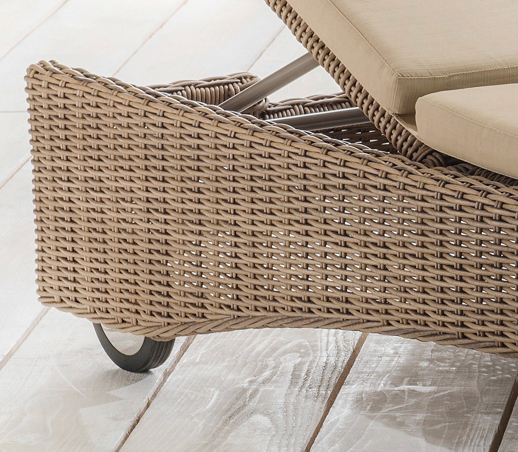 Destiny Ligstoel BOLIVAR Polyrattan, met wielen, 200x70x34cm, verstelbaar, zonder kussen