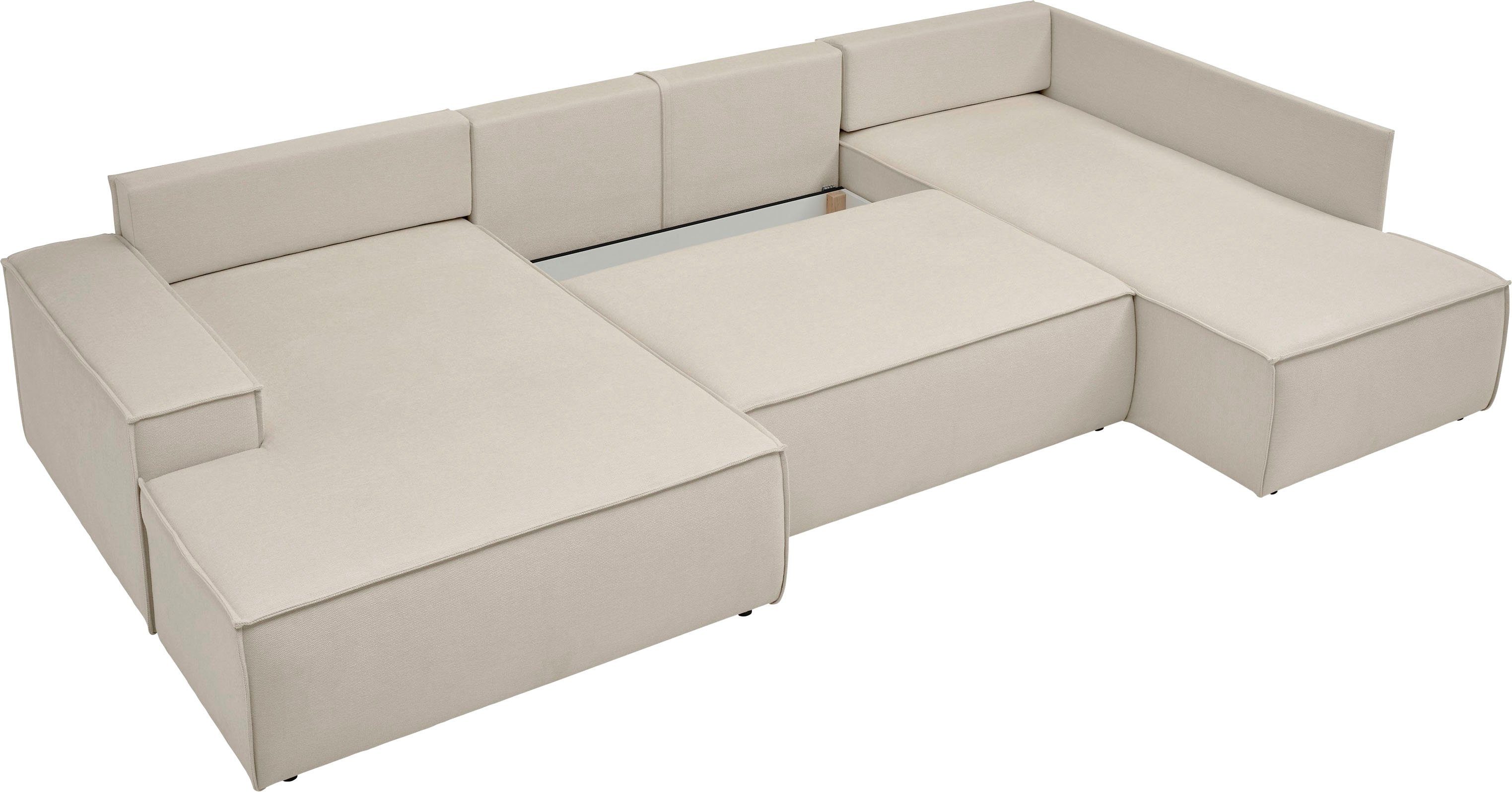 andas Zithoek FINNLEY U-model XXL 329 cm, bedbank, slaapfunctie m. bedkist