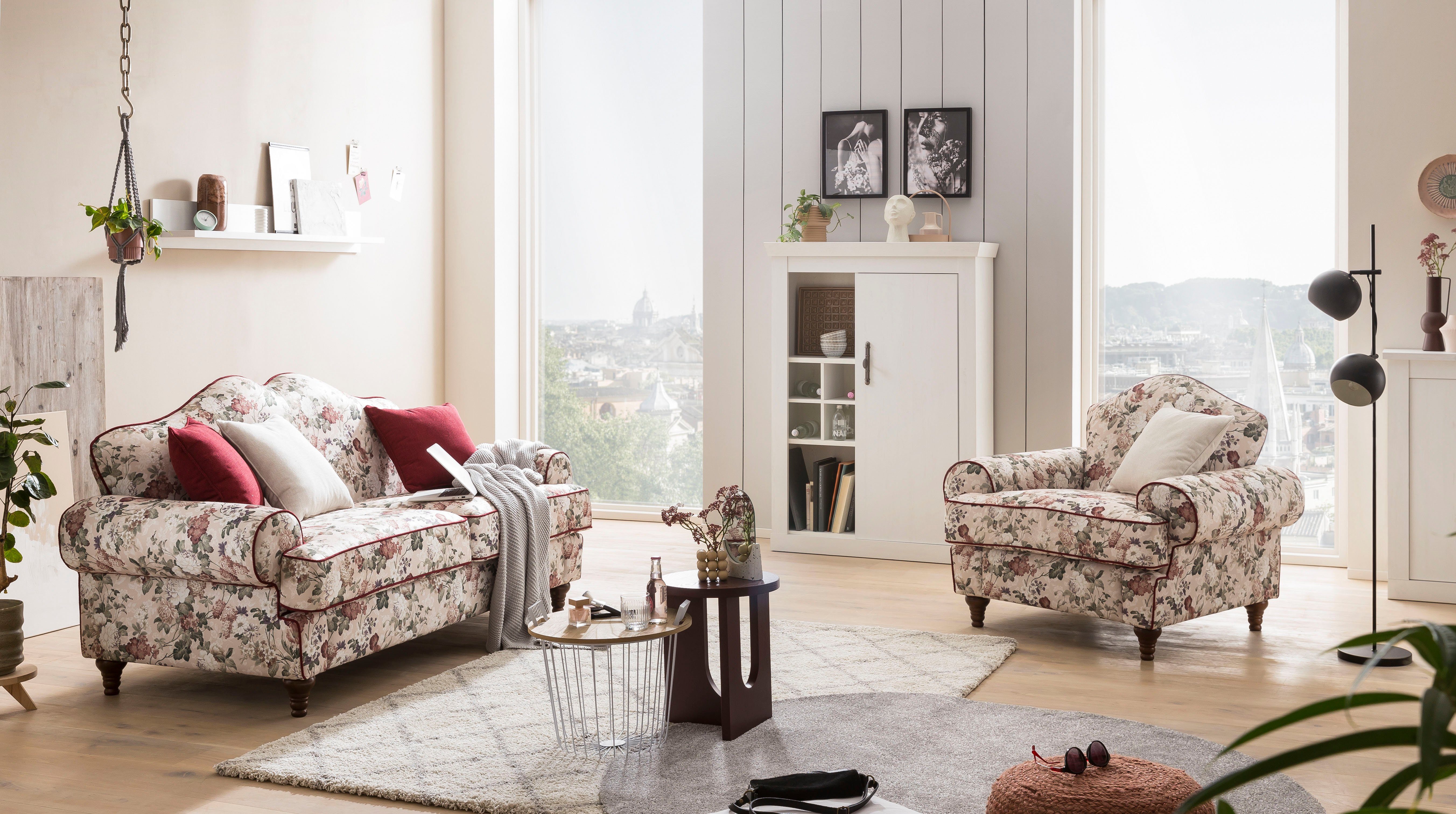 Home affaire Fauteuil LUCIENNE met gedraaide houten poten