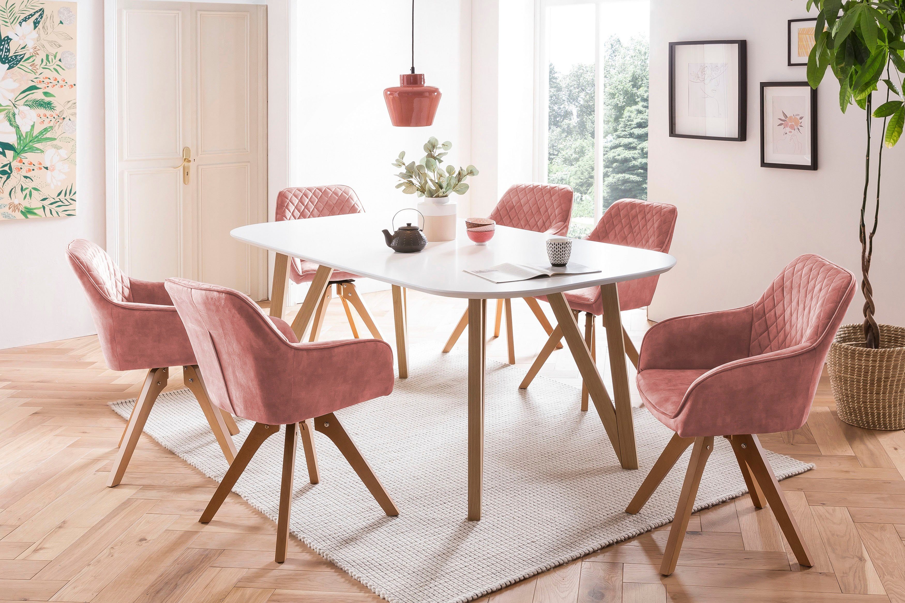 SalesFever Eettafel Haarspeldpoten van massief eiken
