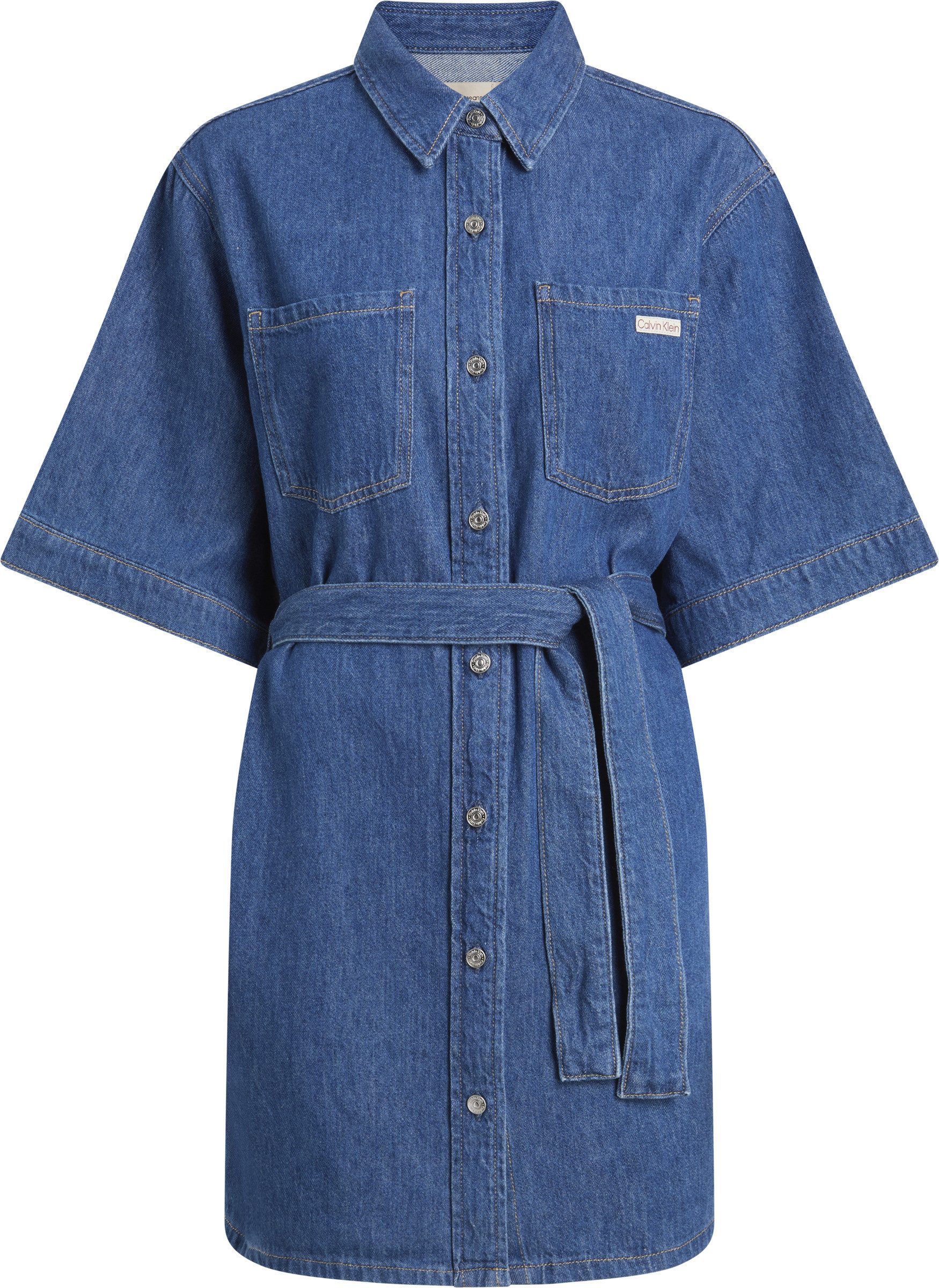 Calvin Klein Jeans jurk LINEN BOXY BELTED SHIRT DRESS