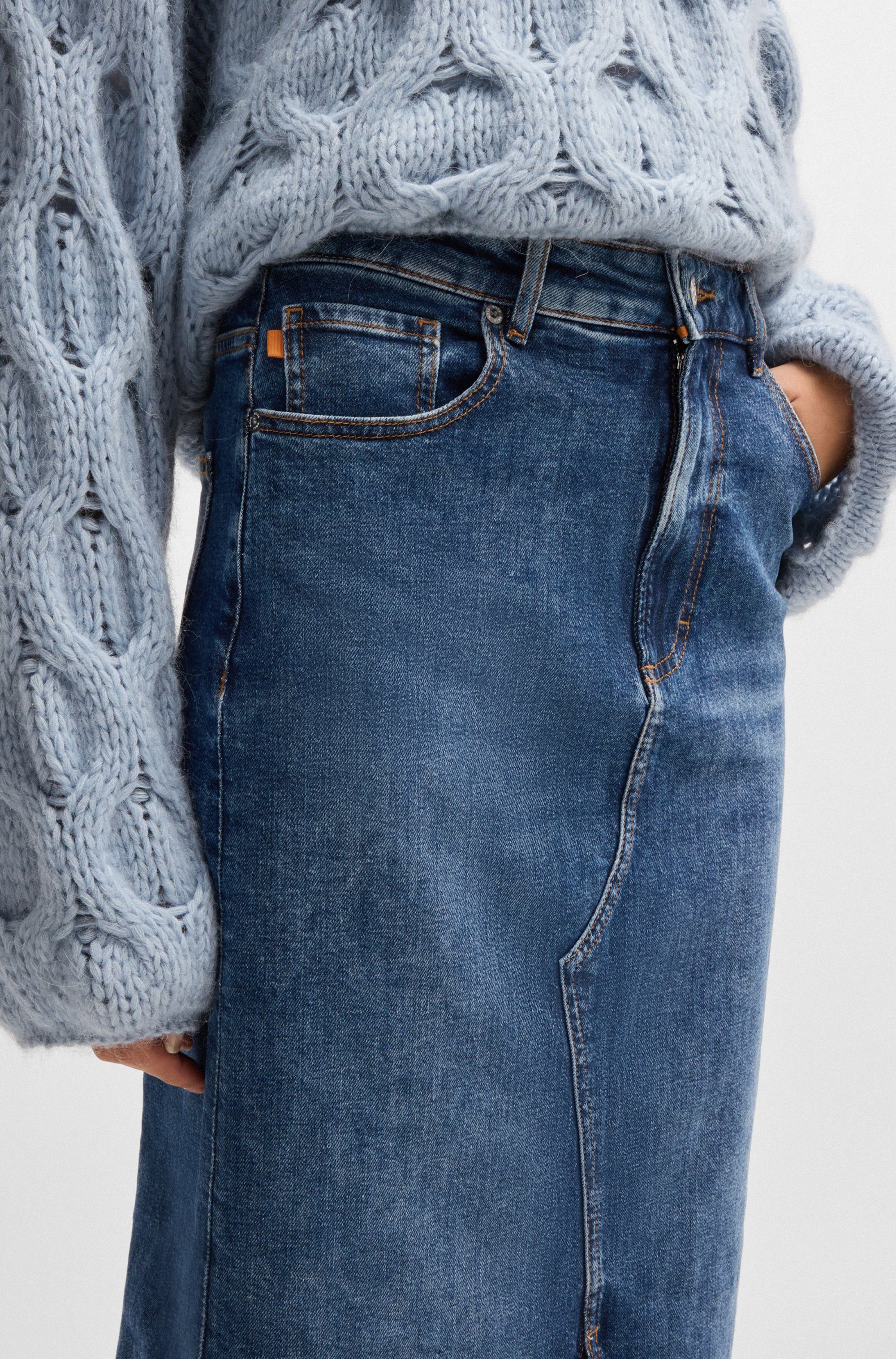 Boss Orange Geweven rok DENIM SKIRT MIDI Premium Damesmode