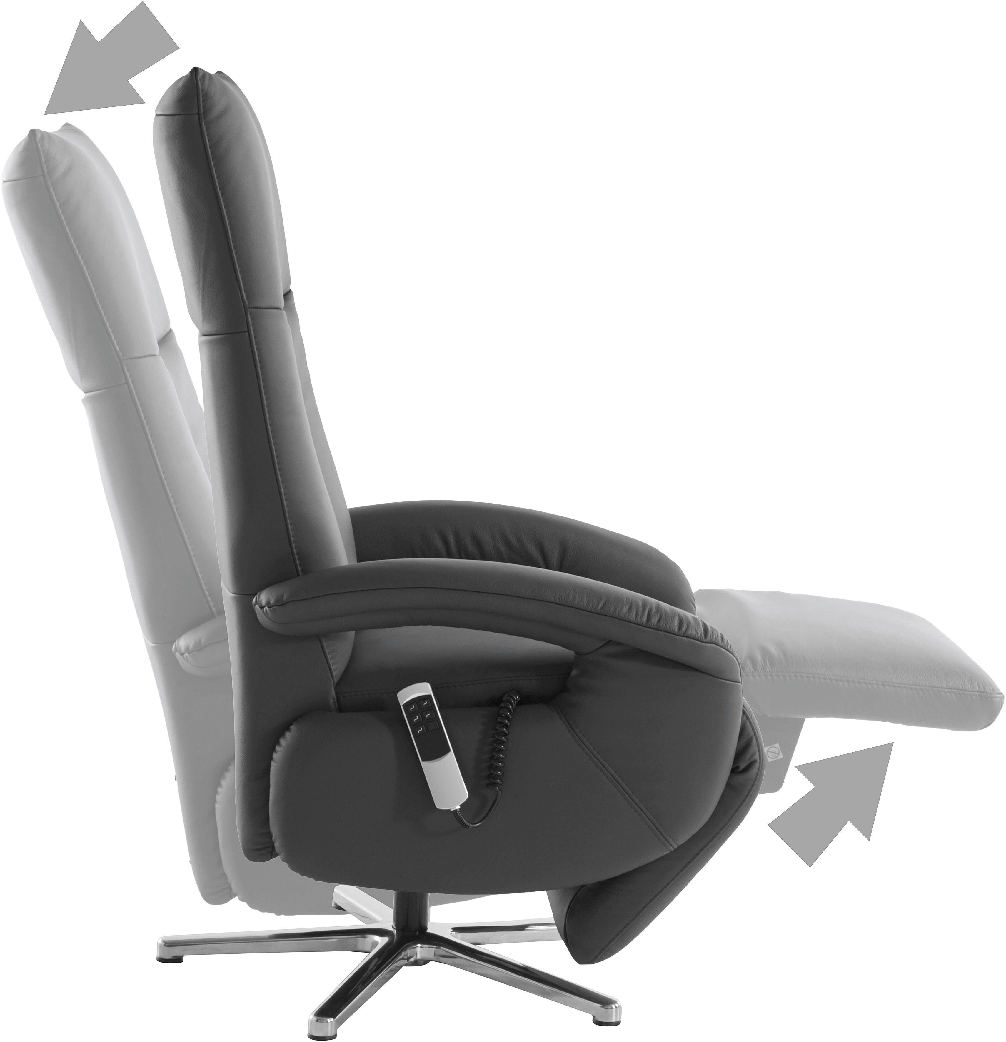 sit&more Relaxfauteuil Tycoon met verstelbare hoofdsteun en 360° draaifunctie keuze tussen handmatige of elektrische functie, ook met accu (draadloos)