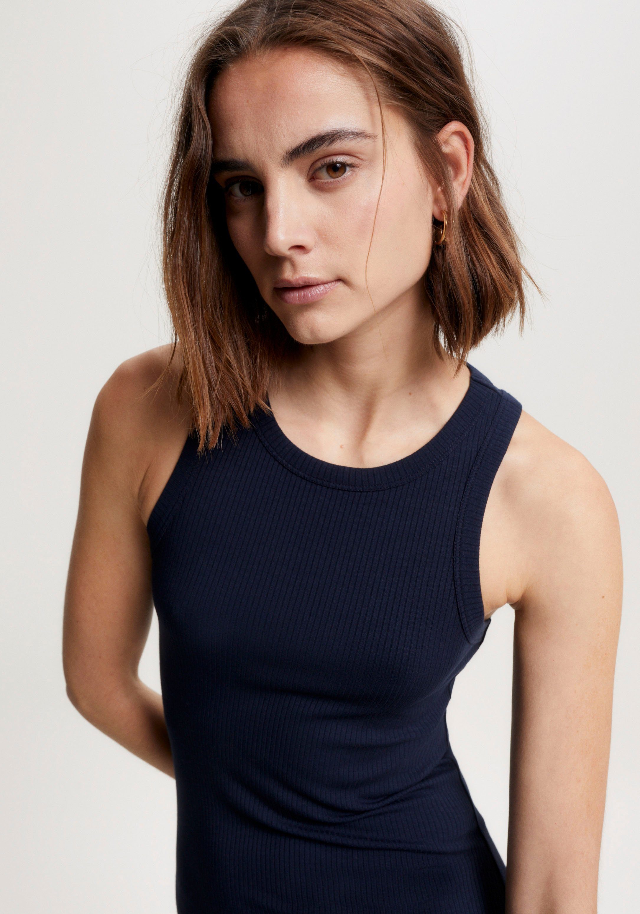 Tommy Hilfiger Jerseyjurk SLIM 5X2 RIB MIDI DRESS NS