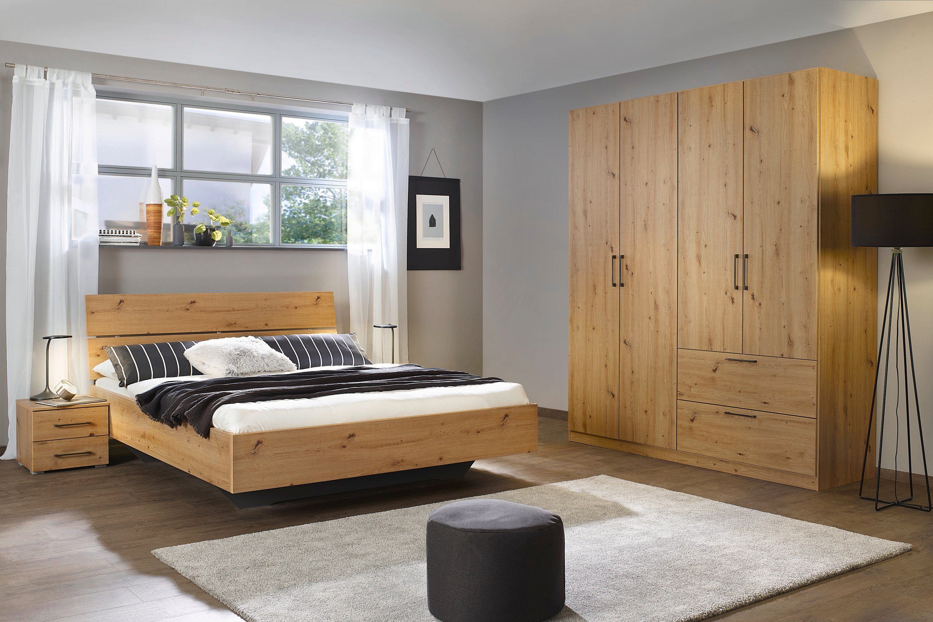 Slaapkamerserie Compleet slaapkamer Challenger (Set van 4 delen) Kast 2 breedtes, bed 3 breedtes, 2 nachttafels MADE IN GERMANY