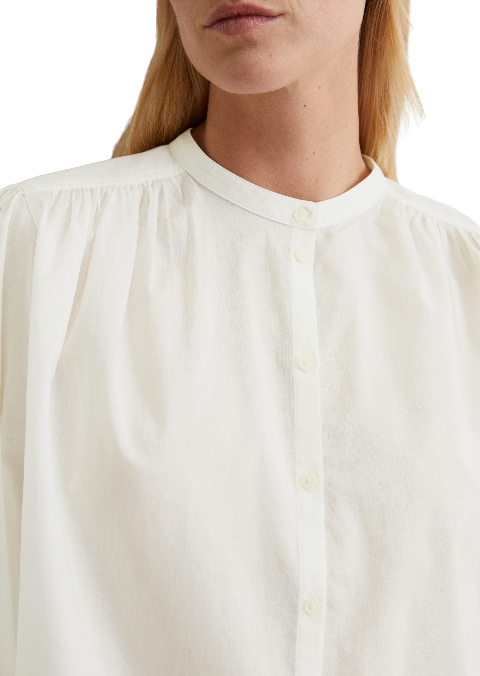 Marc O'Polo Blouse met lange mouwen Rimpeldetails, opstaande kraag, wijd gesneden