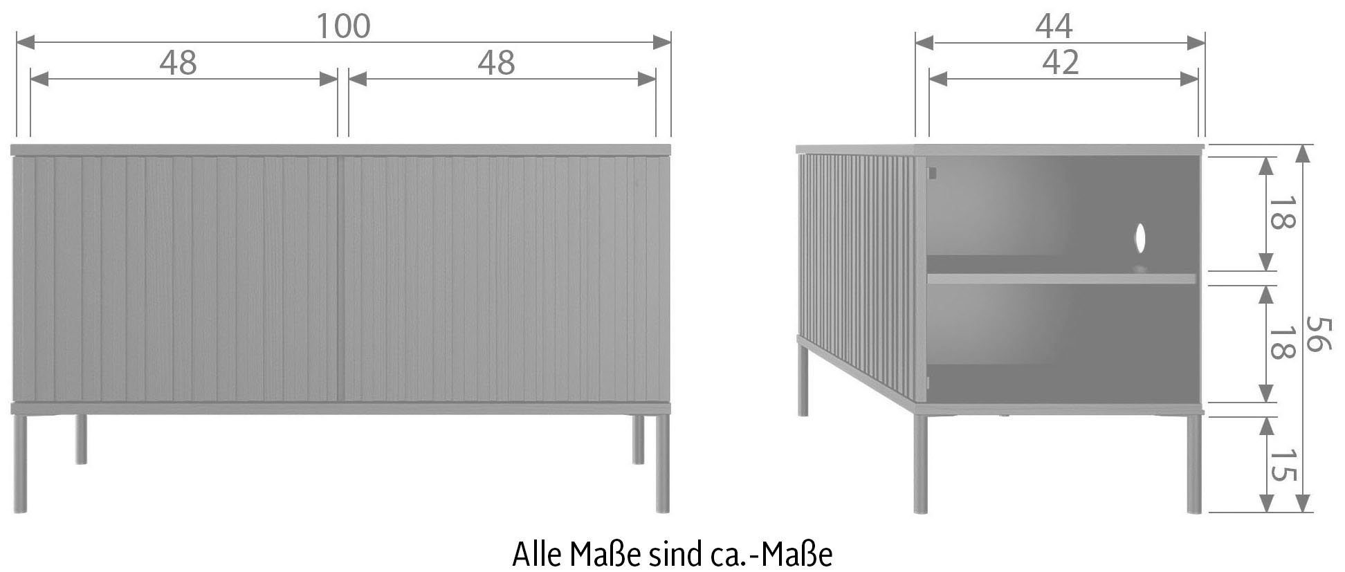 WOOOD Dressoir New Gravure, TV-commode, breedte 100 cm of 150 cm Commode hoogte 56 cm, met grafische reliëfdeuren, veel opbergruimte