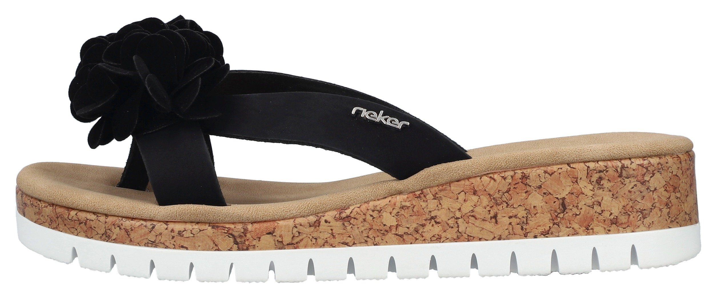 Rieker Slippers sleehak, zomerschoen, slippers met sleehak in kurk-look