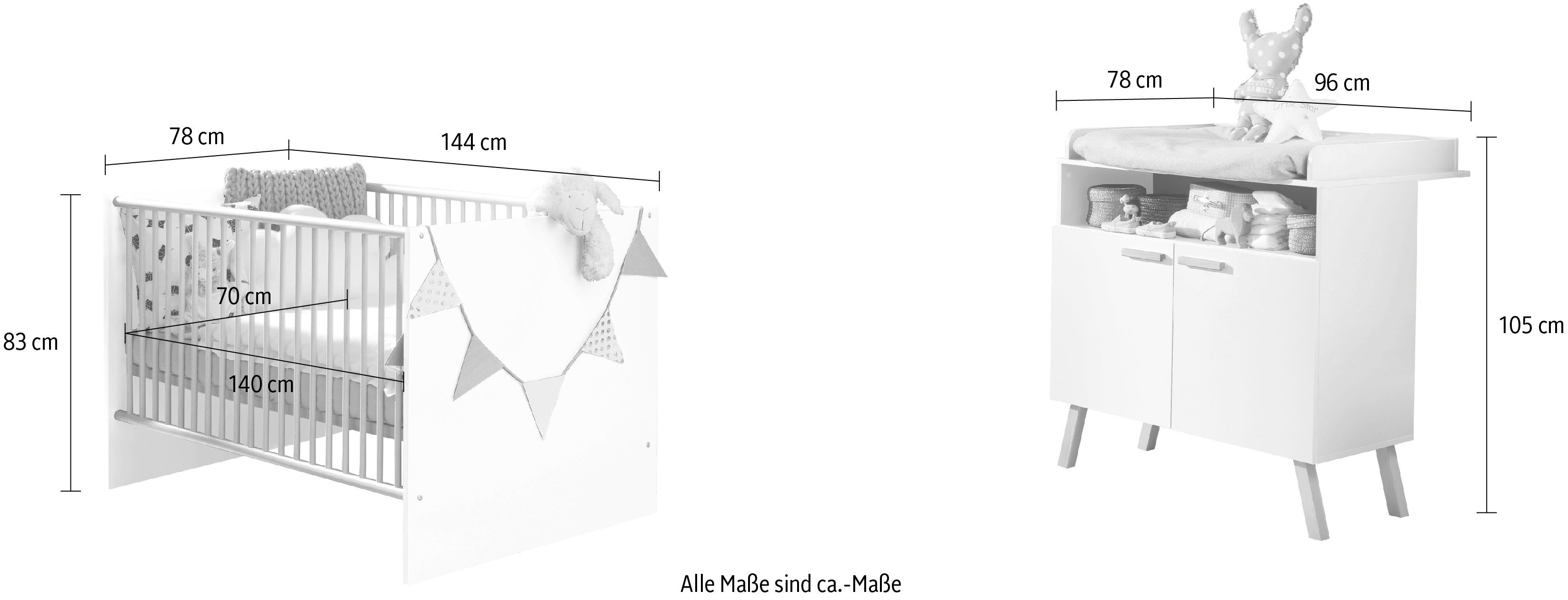 trendteam Babymeubelset Mats neutraal ontwerp (2-delig)