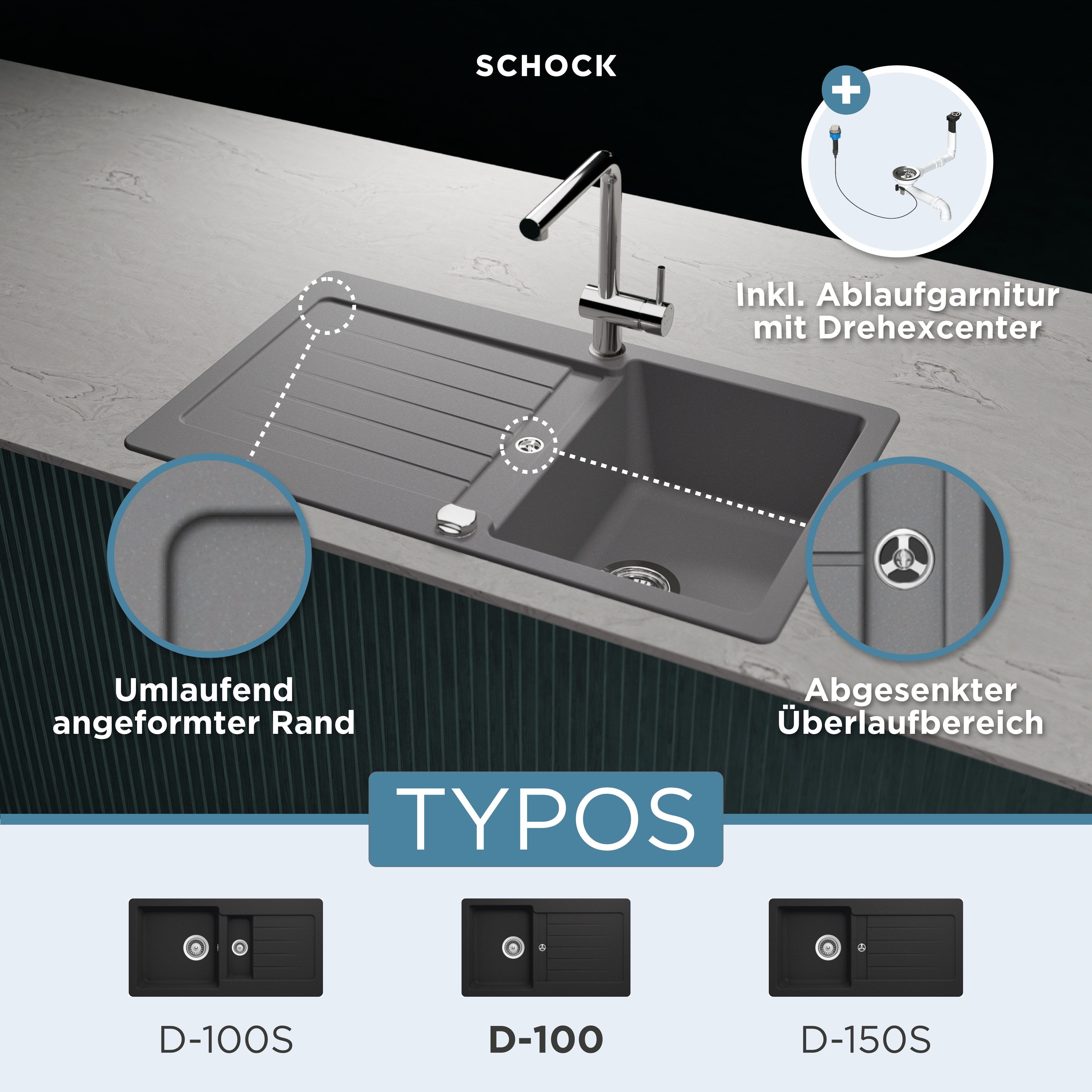 Schock Granieten spoelbak Typos D-100