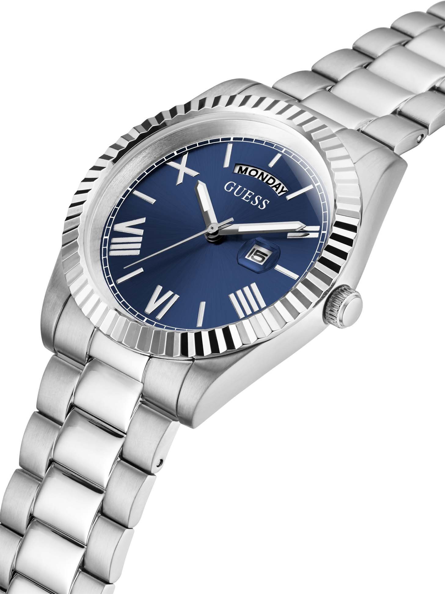 Guess Kwartshorloge CONNOISSEUR Armbanduhr, herenhorloge, datum, weekdag, roestvrijstalen band