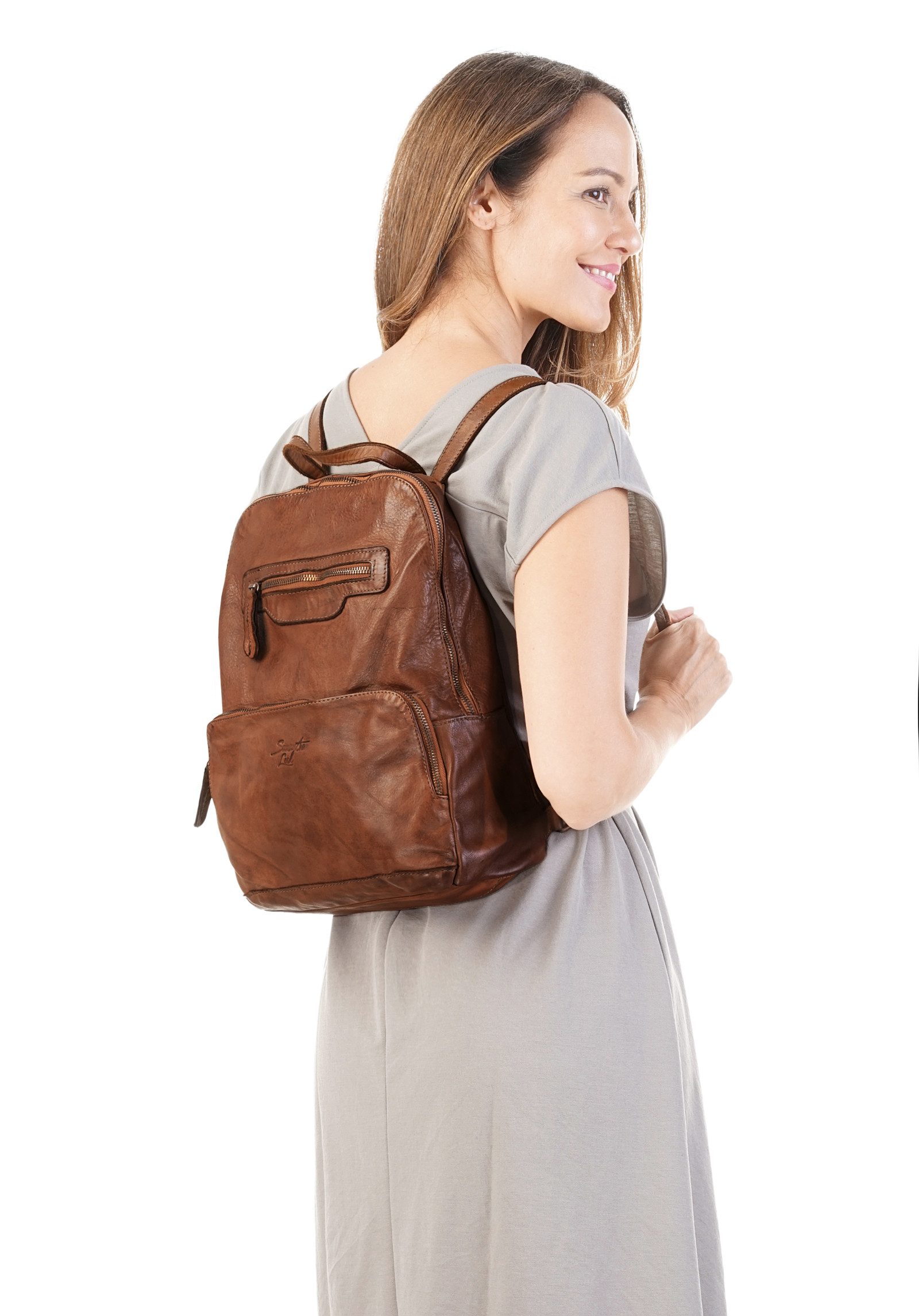 Samantha Look Rugzak echt leer, made in italy
