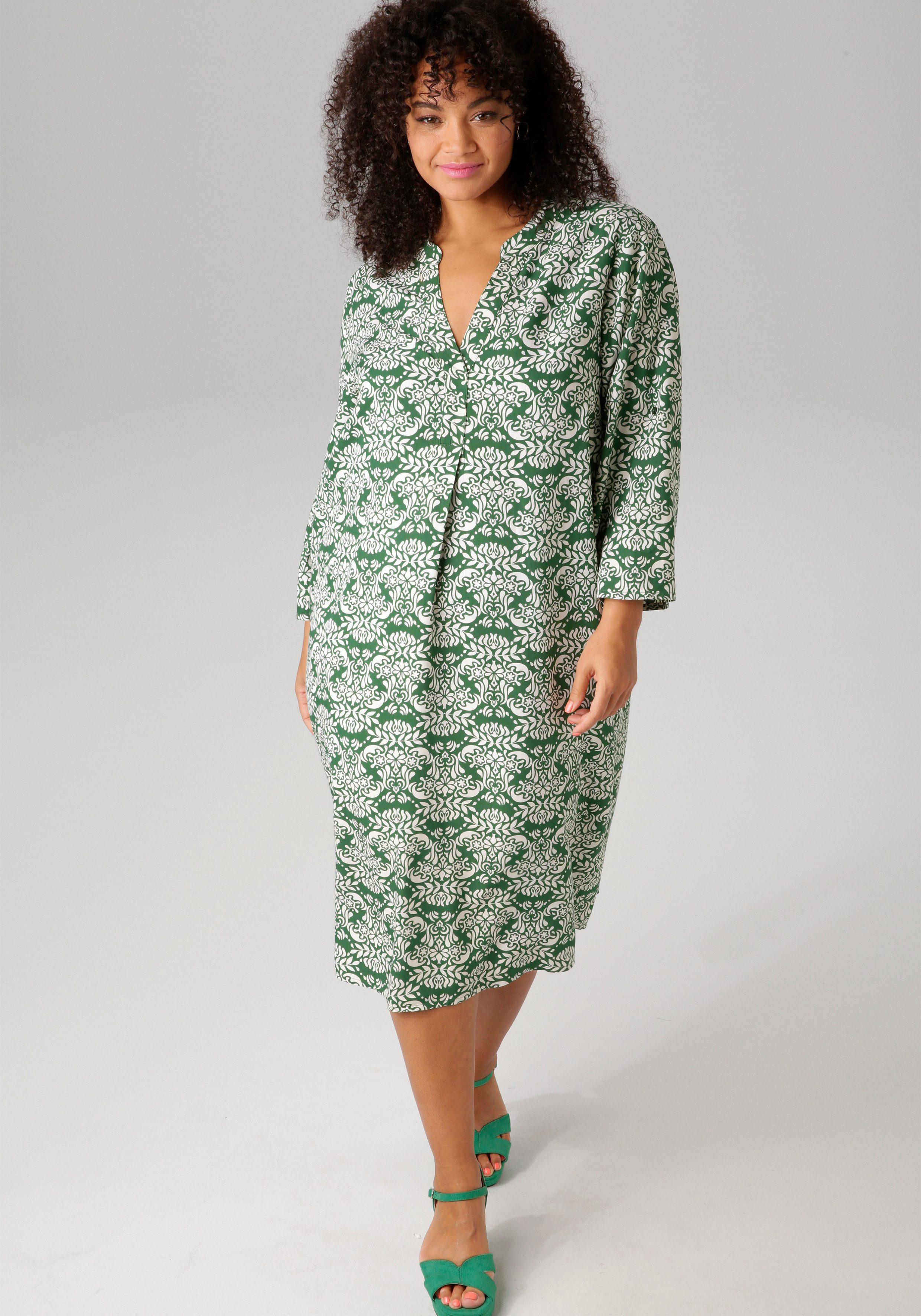 Aniston PLUS Zomerjurk met kleurharmonieuze, grafische print - nieuwe collectie