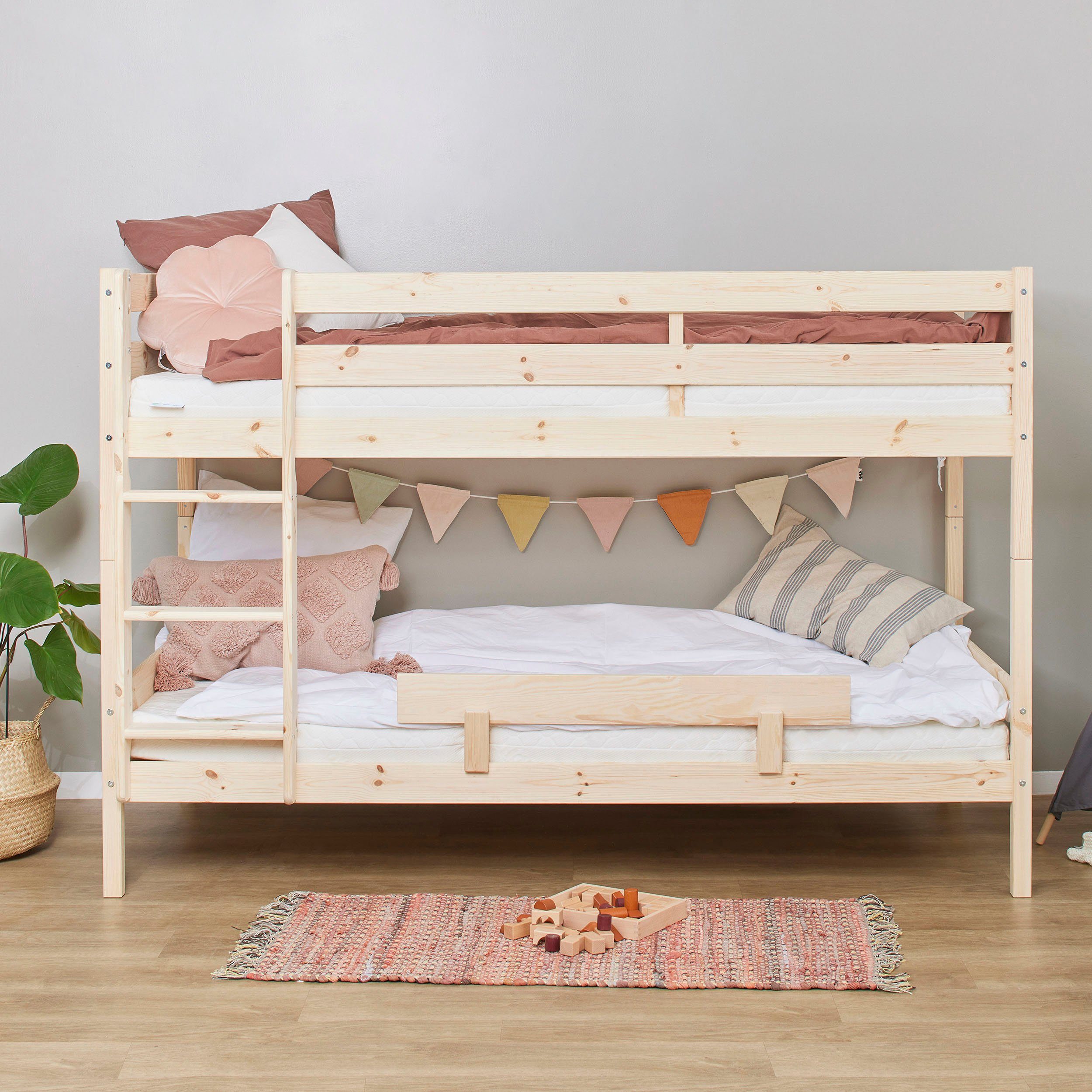 Hoppekids Stapelbed Eco comfort kinderbed 90x200 of 70x160 van massief hout in 4 kleuren