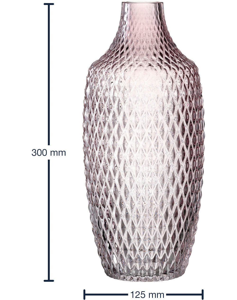 LEONARDO Tafelvaas Decoratieve vaas POESIA, reliëflook van glas, handgemaakt, hoogte ca. 30 cm (1 stuk)