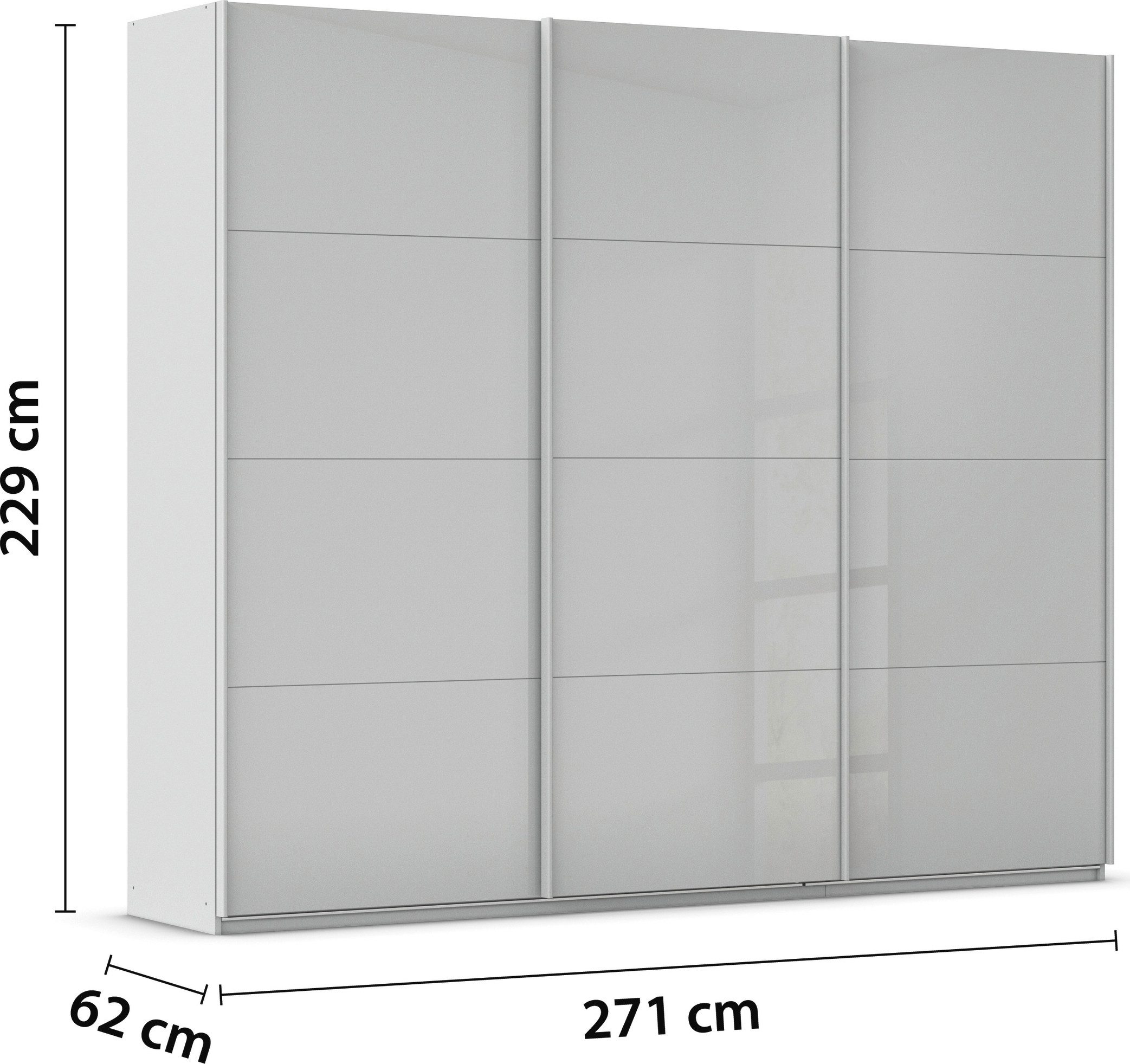 rauch Schuifdeurkast Kledingkast Kast Garderobe AGORDO met Glasfront doordachte binnenuitrusting, in 4 breedtes en 2 hoogtes made in germany