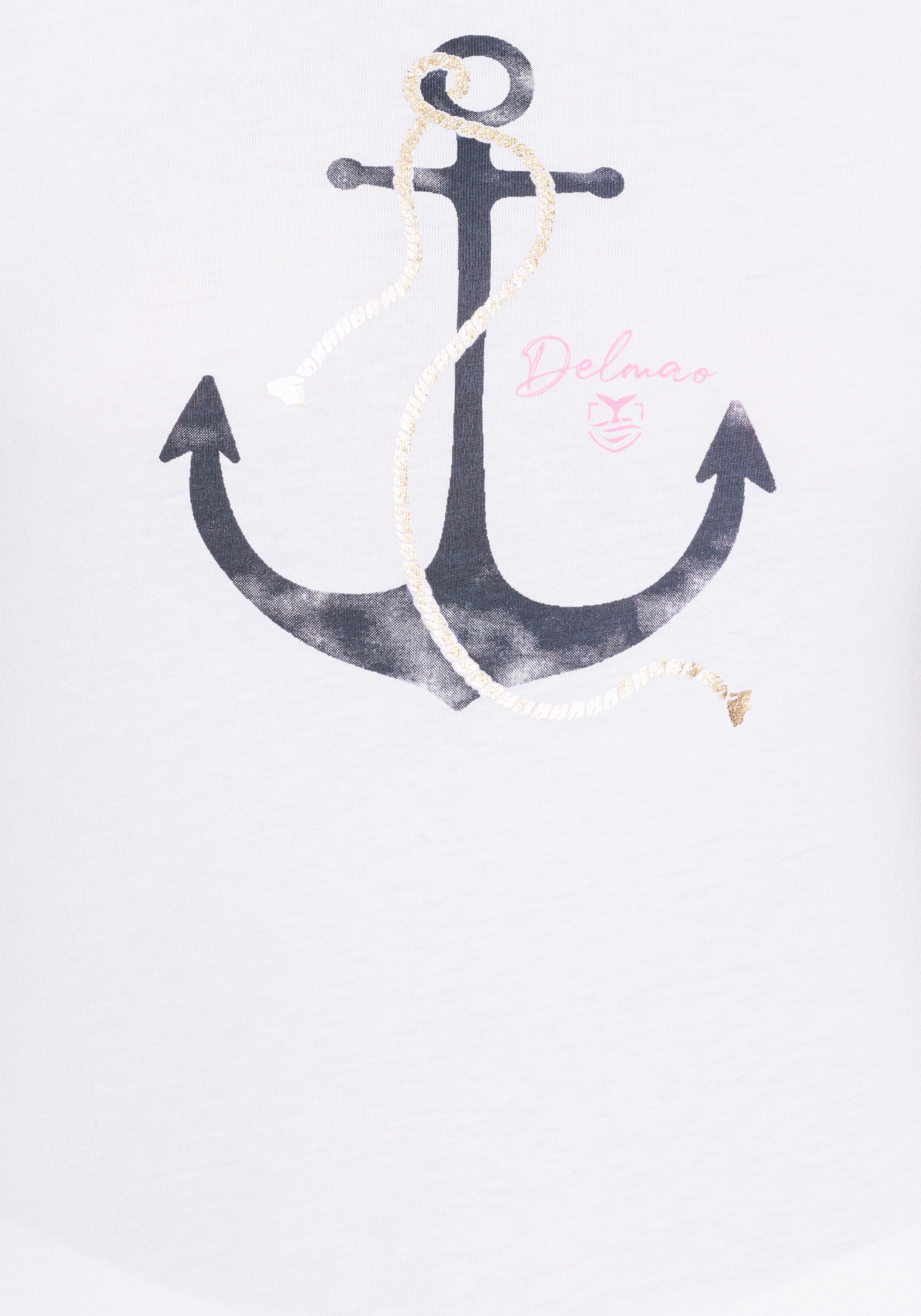 DELMAO Shirt met korte mouwen met maritieme anker-print
