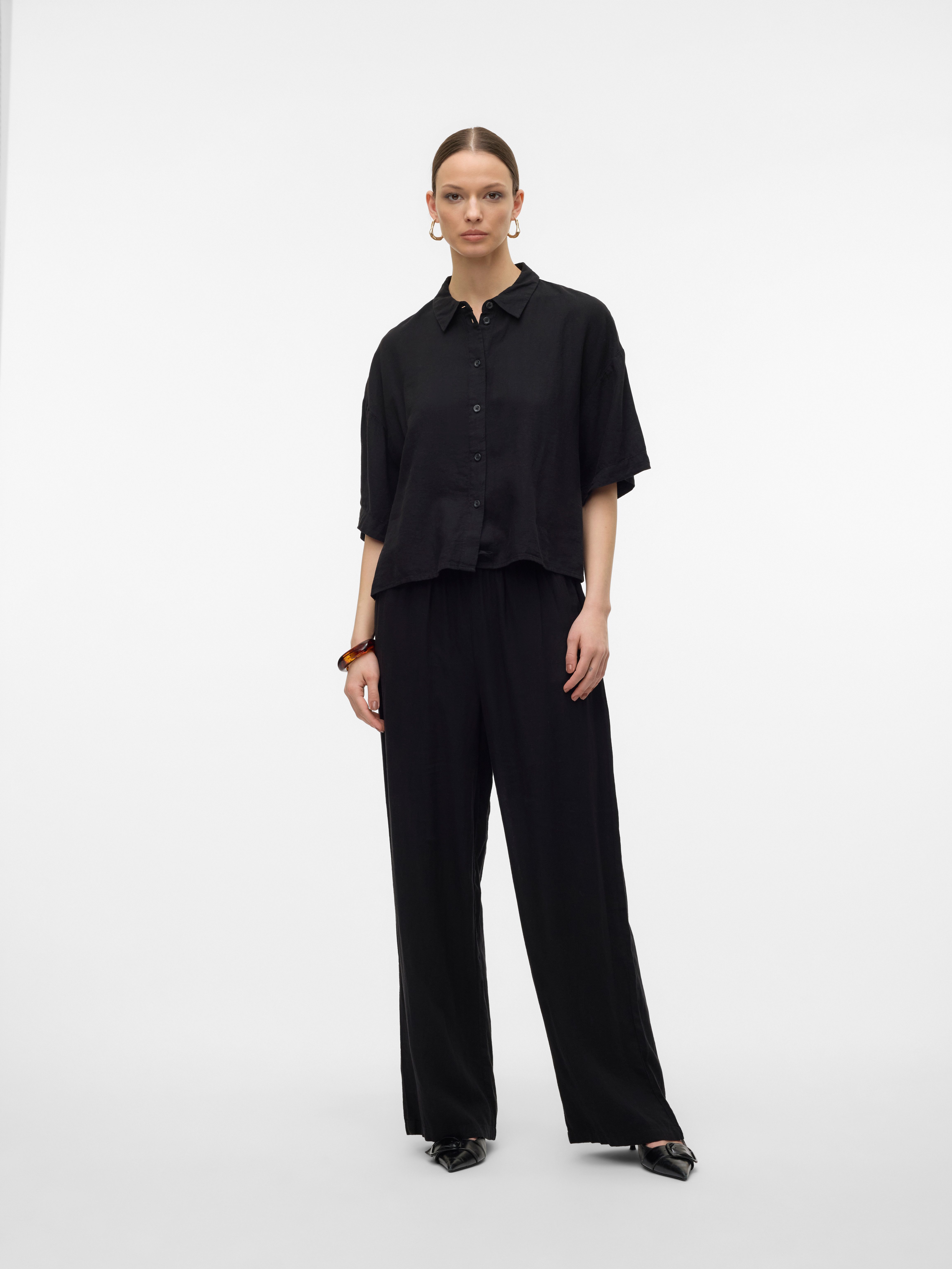 Vero Moda Overhemdblouse VMLINN LINEN 2 4 SHORT SHIRT WVN NOOS