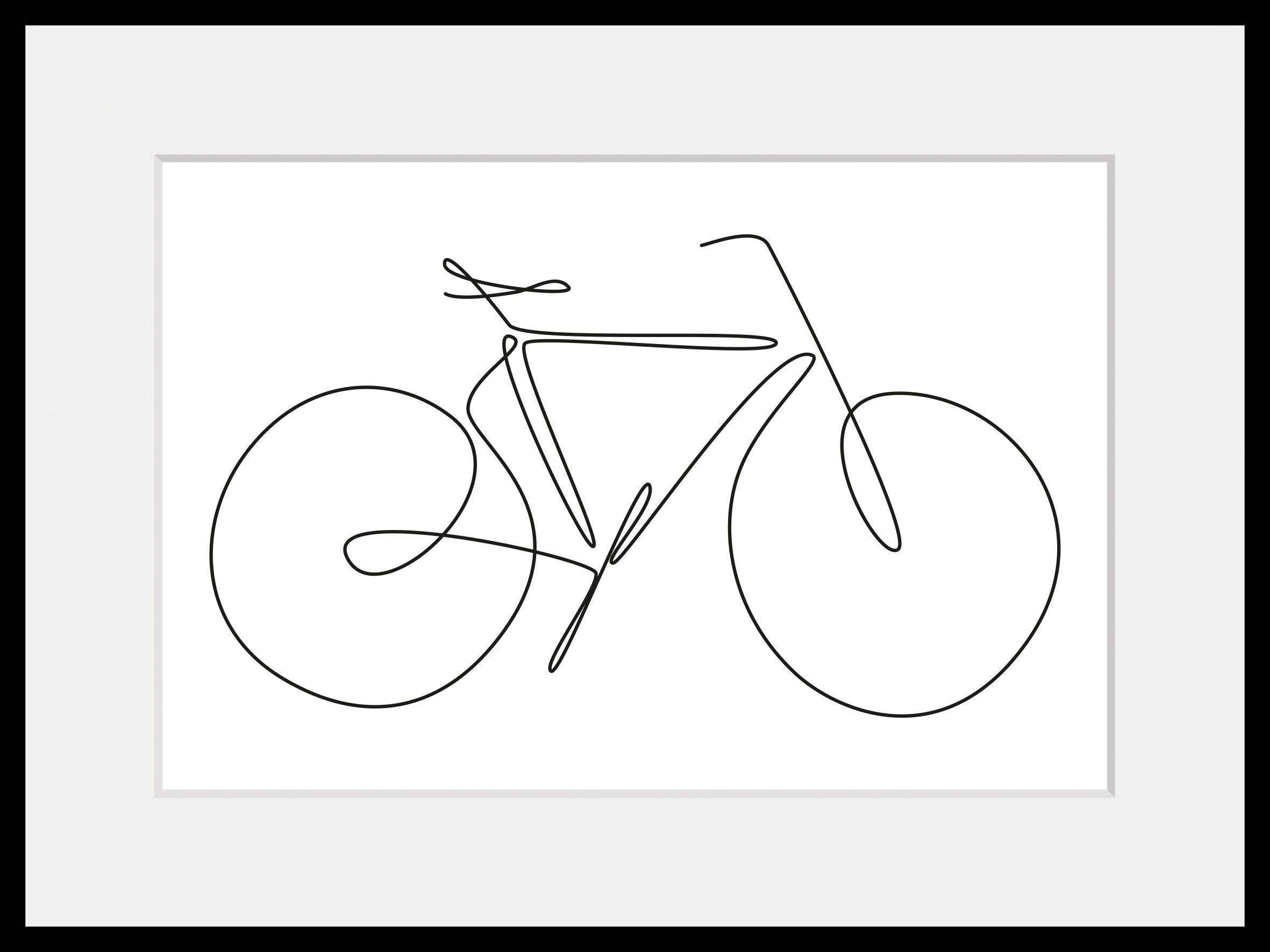 queence Wanddecoratie I want to ride my bicycle HD premium posterdruk incl. houten lijst (1 stuk)