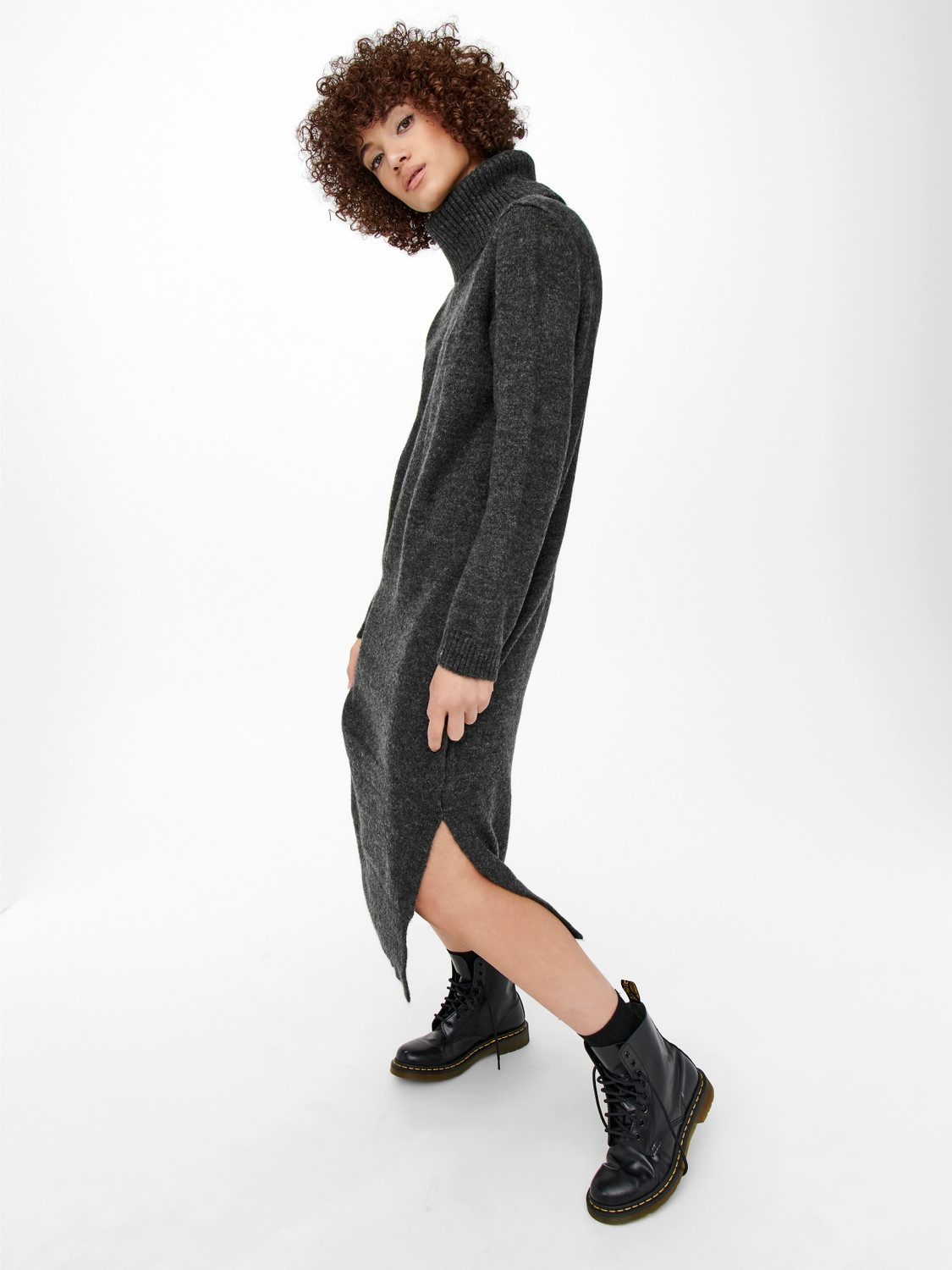 Only Gebreide jurk ONLBRANDIE L/S ROLL NECK DRESS