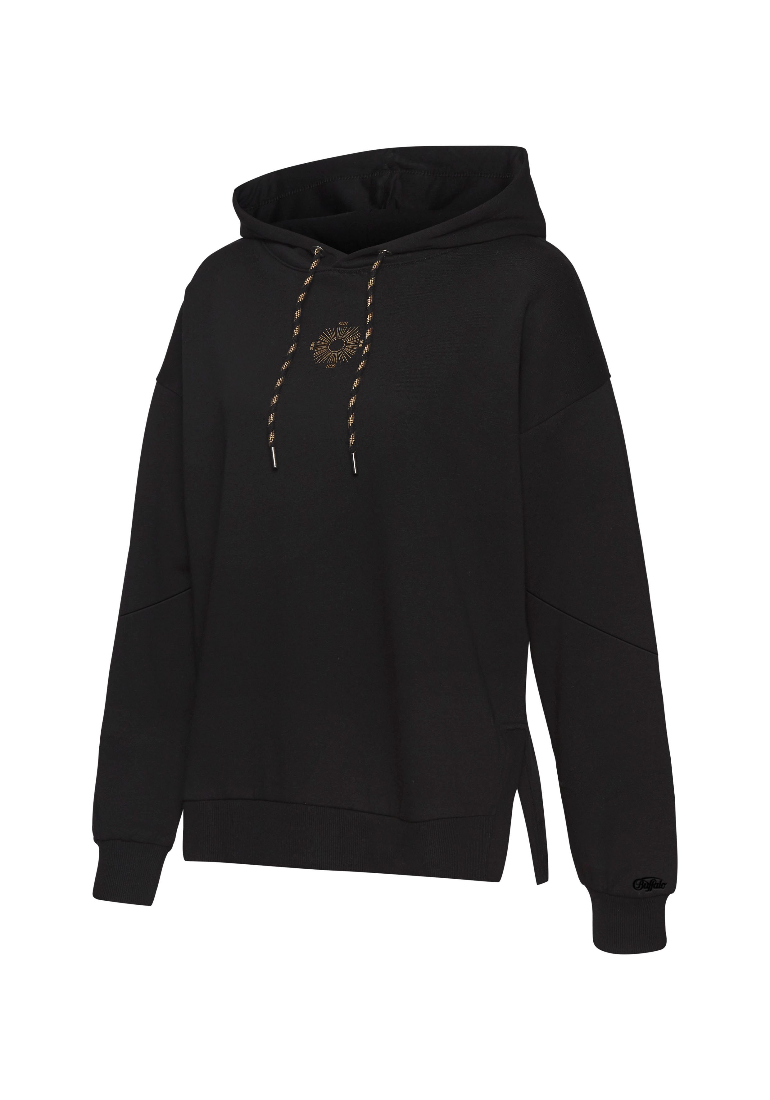 Buffalo Hoodie Capuchon sweatshirt met grote rugprint - met glanseffect, loungewear