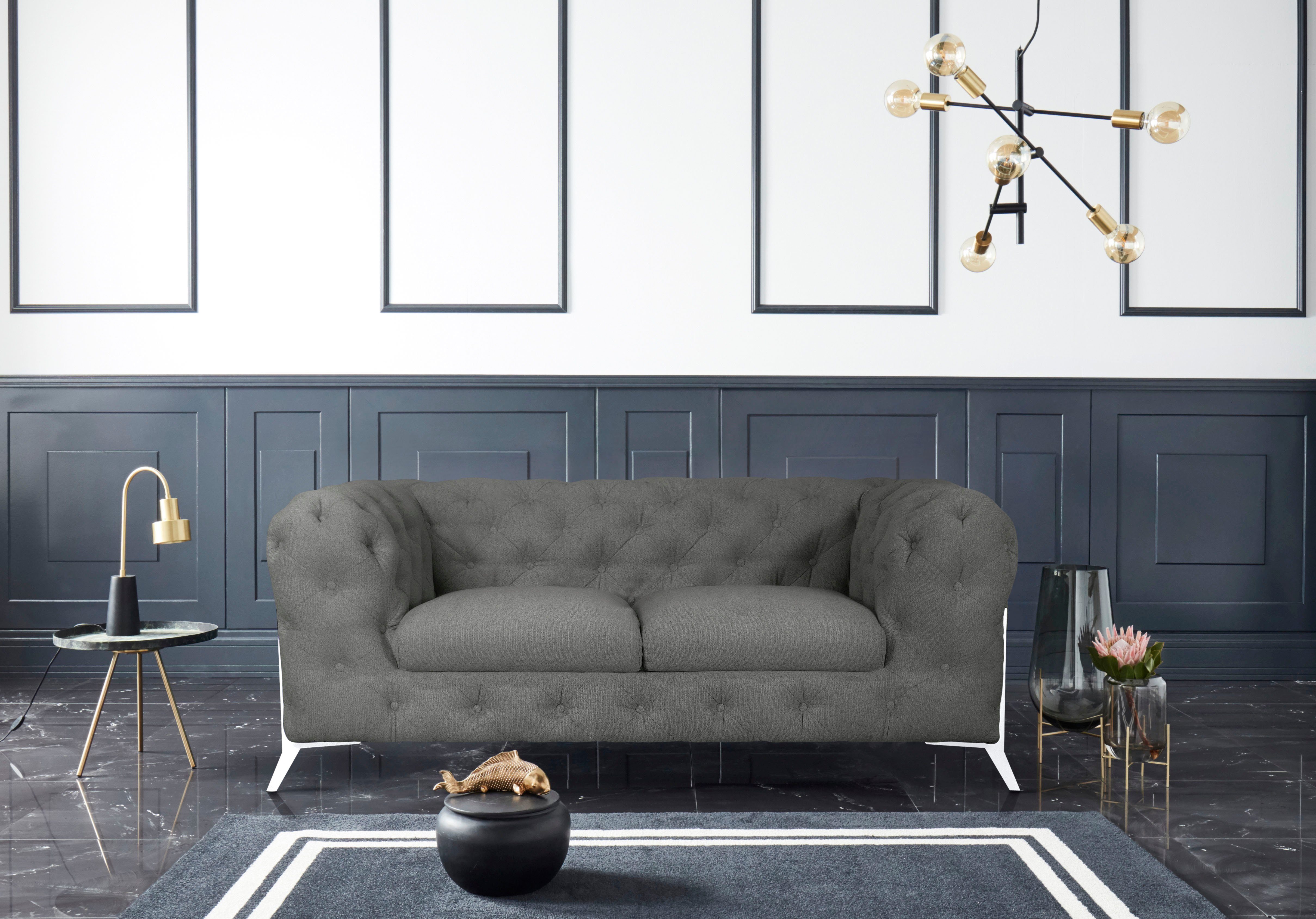 Leonique Chesterfield-bank Amaury luxueuze capitonnage, moderne chesterfield look, kleur van de poten ter keuze