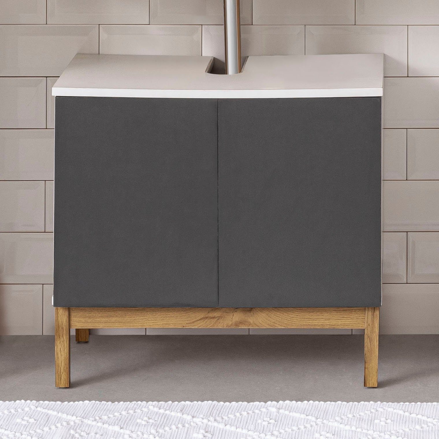 welltime Wastafelonderkast Stian met 2 deuren en sifonuitsparing, breedte 60 cm, hoogte 55,5 cm