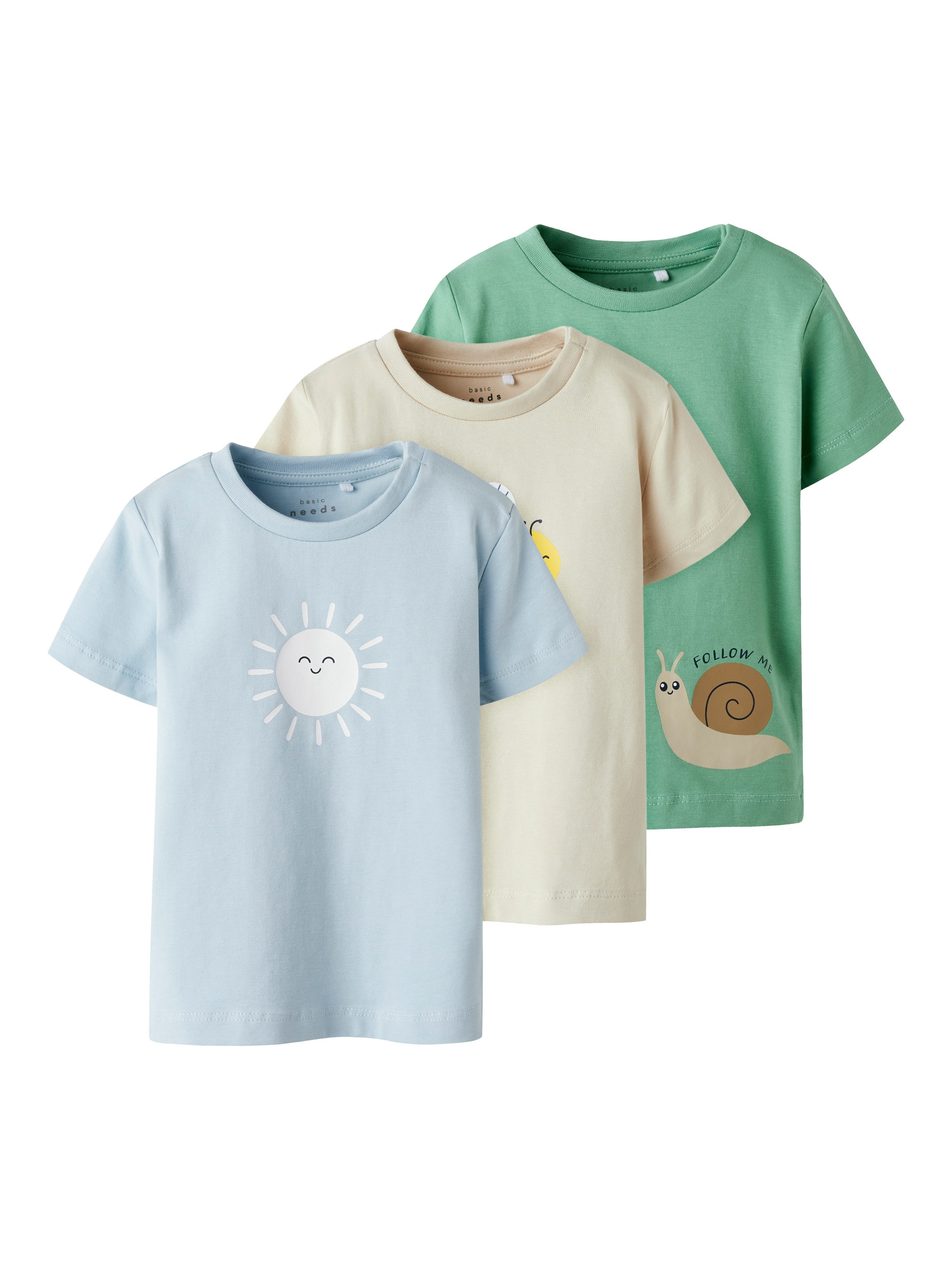 Name It Shirt met korte mouwen NBMVACION 3P SS TOP BOX (set, 3-delig) jongens bovenkleding maat 74 groen