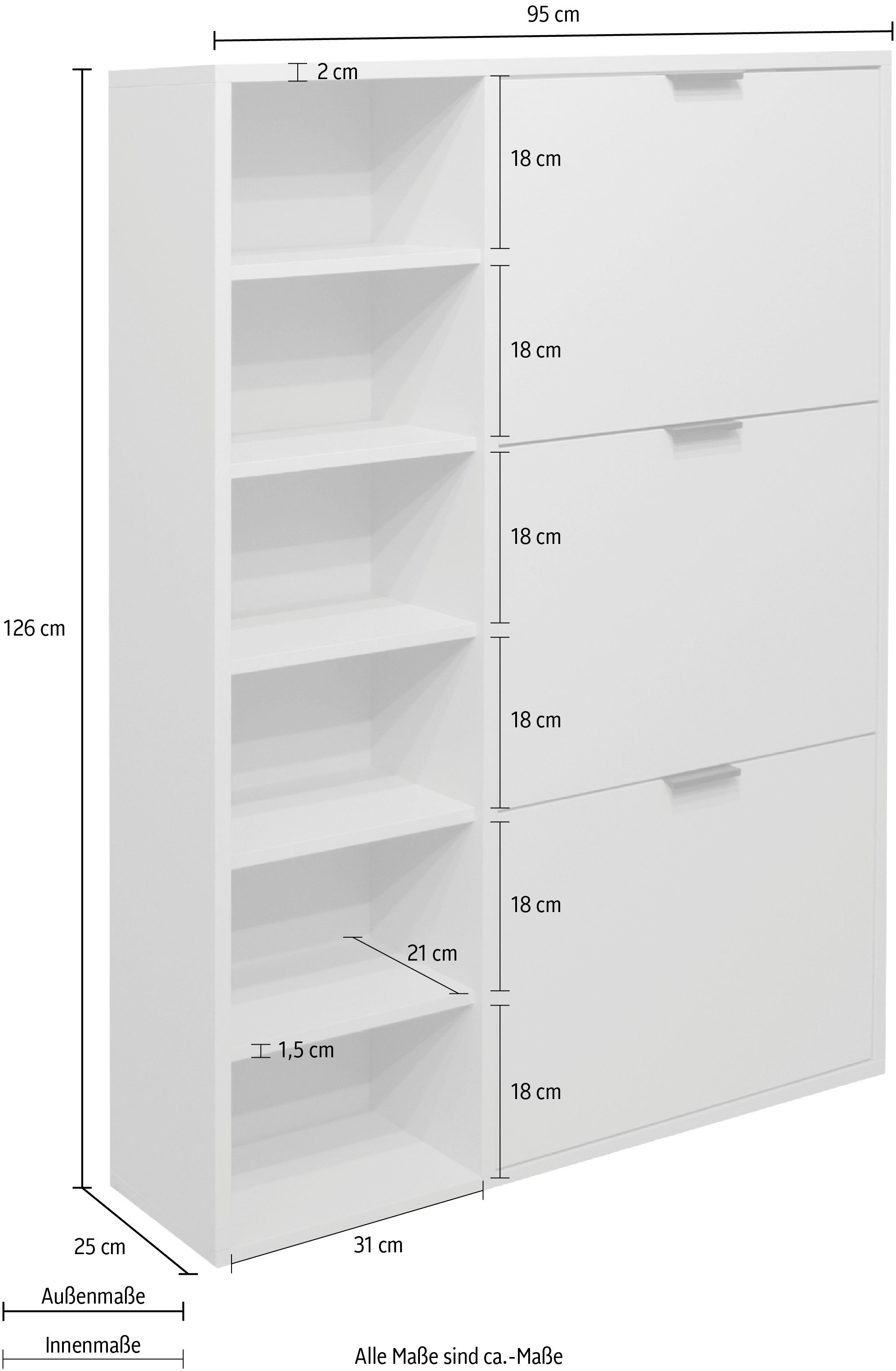 Mäusbacher Schoenenkast Bonnie TOPSELLER! Schoenenkast met 3 kleppen en rek