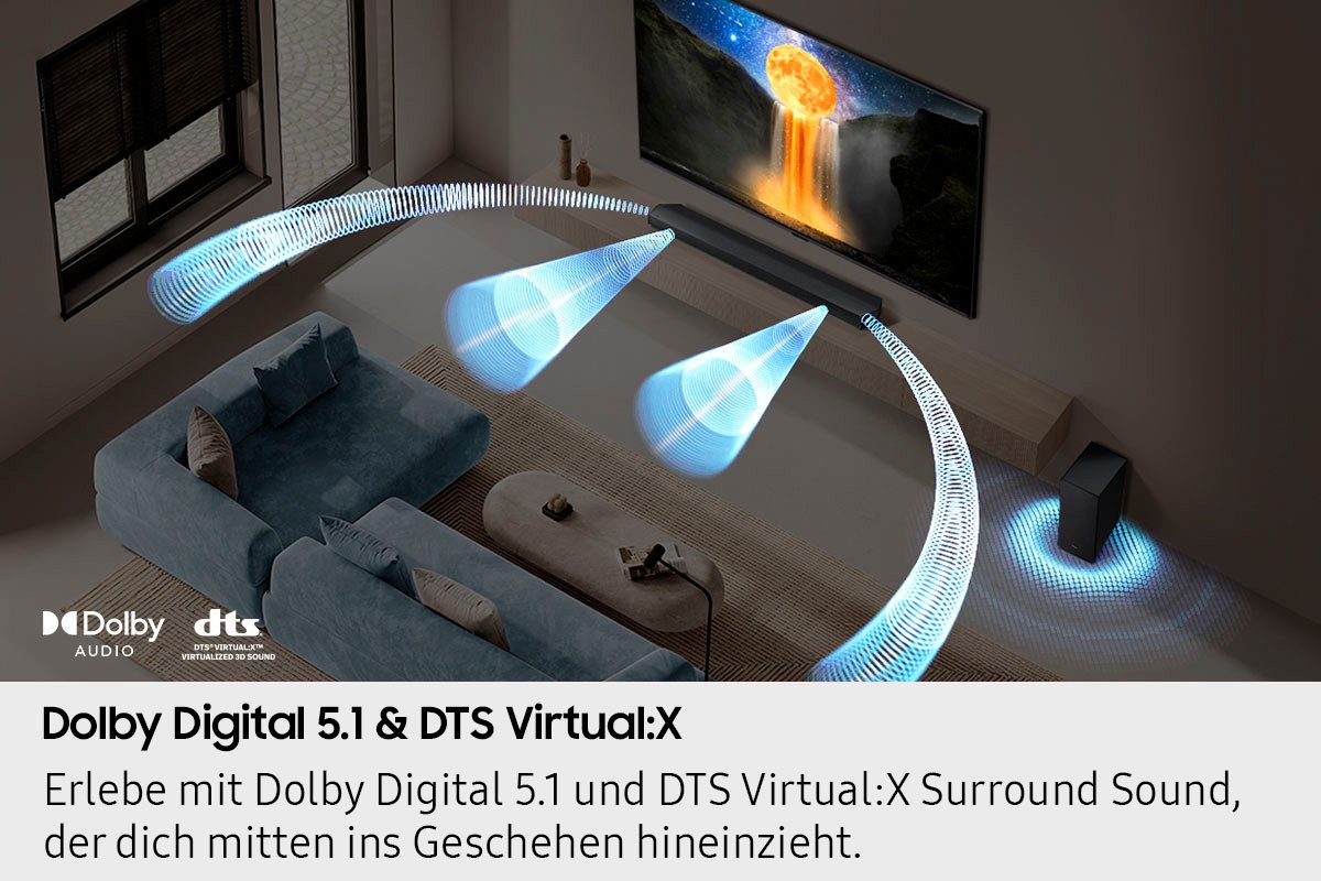 Samsung Soundbar HW-B760GF soundbar 5.1-kanaals geluidsysteem, dolby 5.1 kanaal, dts virtual:x, adaptief geluid