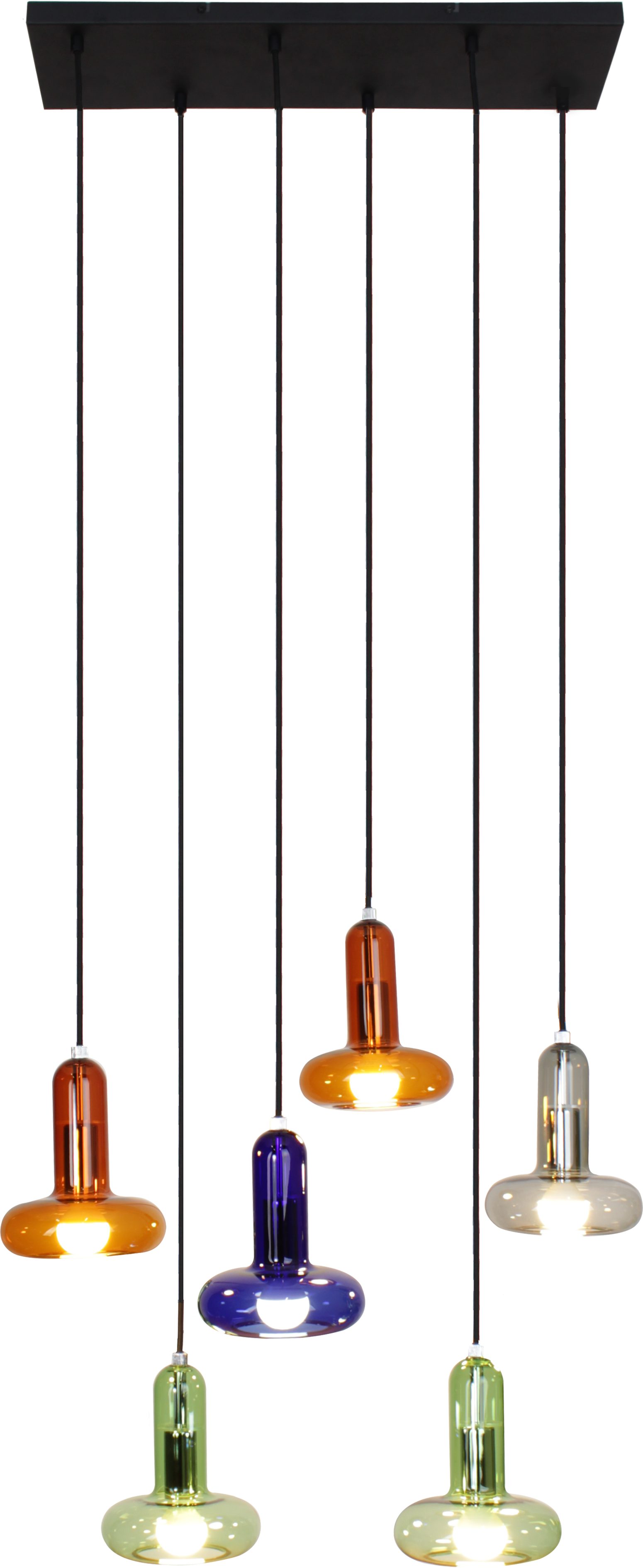 ECO-Light PERSEUS 9470 S-6 COL Hanglamp E14 Bont, Groen, Smoke, Blauw, Amber