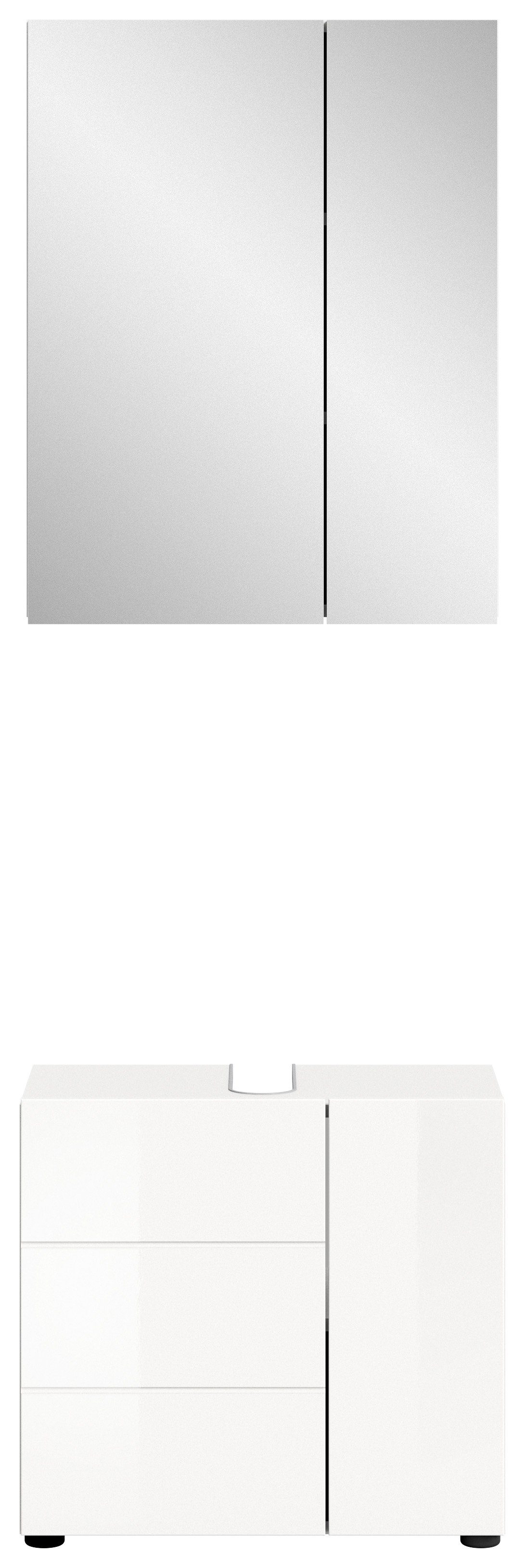 welltime Badmeubelset BIEL, TOPSELLER, 2-delig, incl. verlichting, MDF front, groeflook (2 stuks)