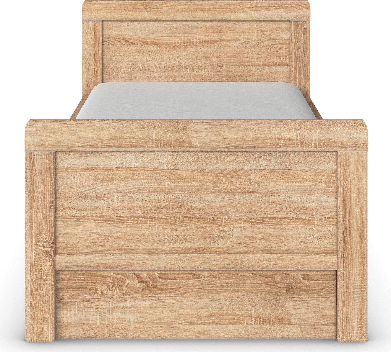 rauch Ledikant met bergruimte Bed Eenpersoons Stollenbed Bedkasten EVELYN in comfortabele hoogte met houten hoofdeinde en lades made in germany