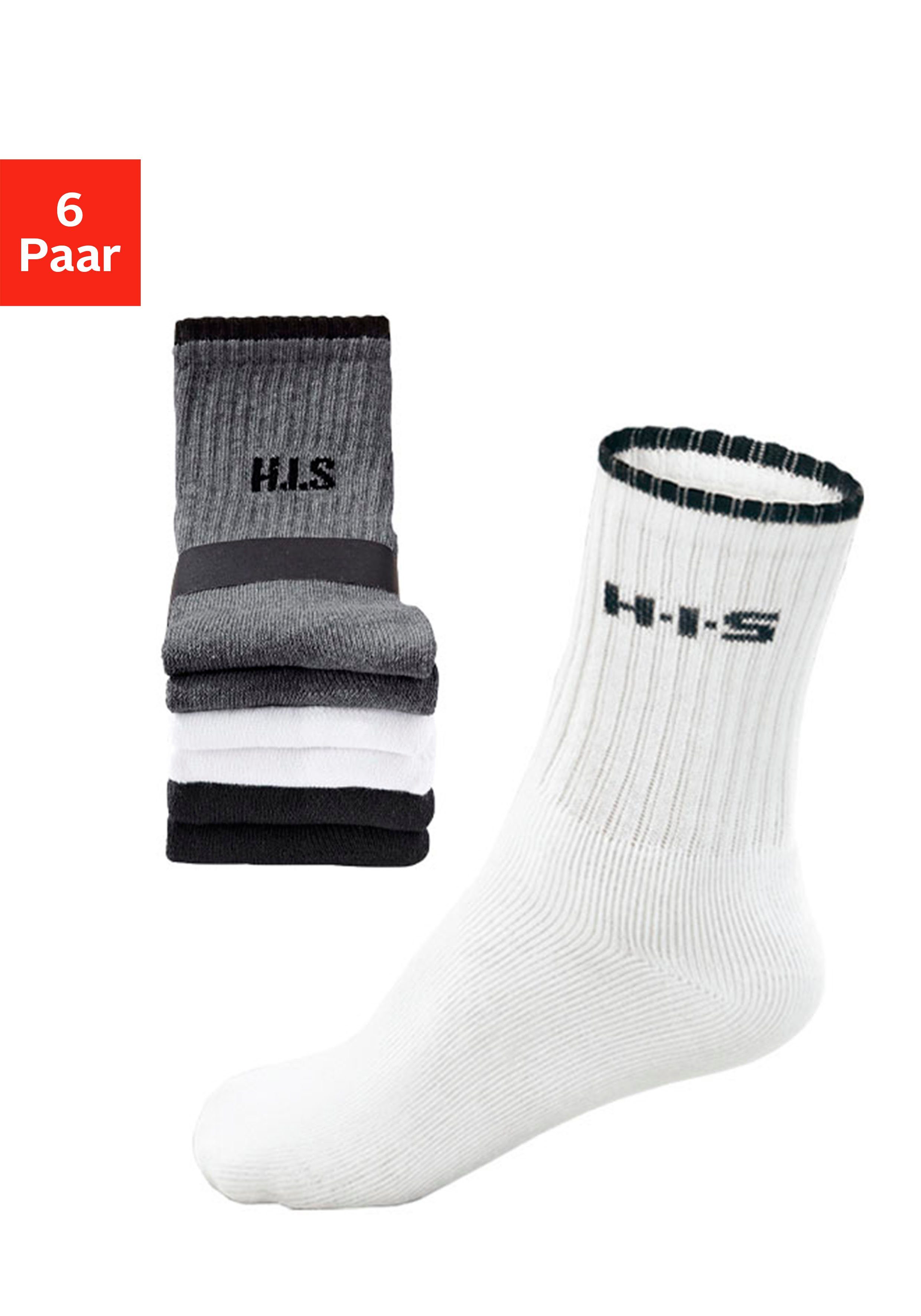 H.I.S Sportsokken met frotté & verstevigde drukzones (set, 6 paar)