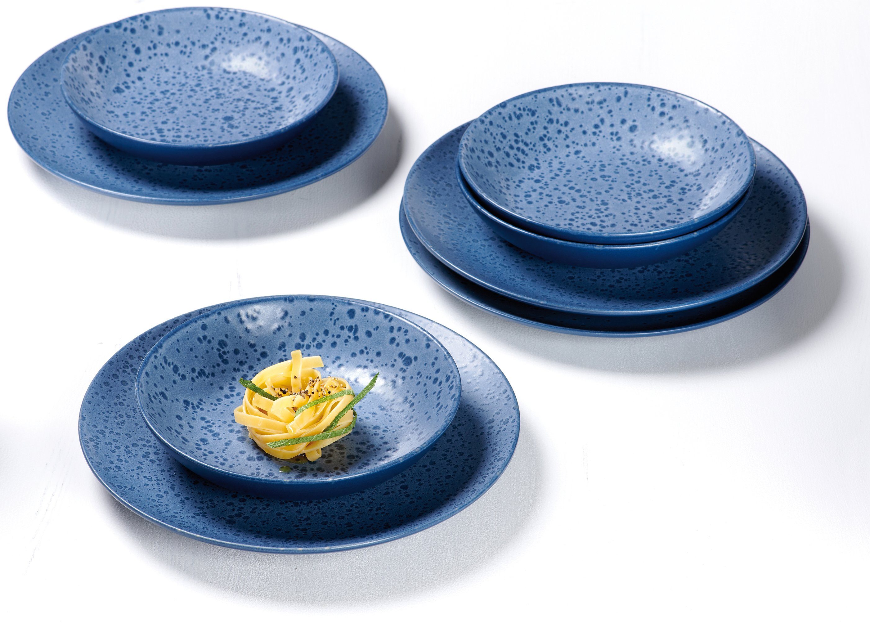 Ritzenhoff & Breker Eetservies Bordenset, Serviesset Kitwe Reactief glazuur, elk exemplaar is uniek, 8 delen, voor 4 personen (set, 8-delig)