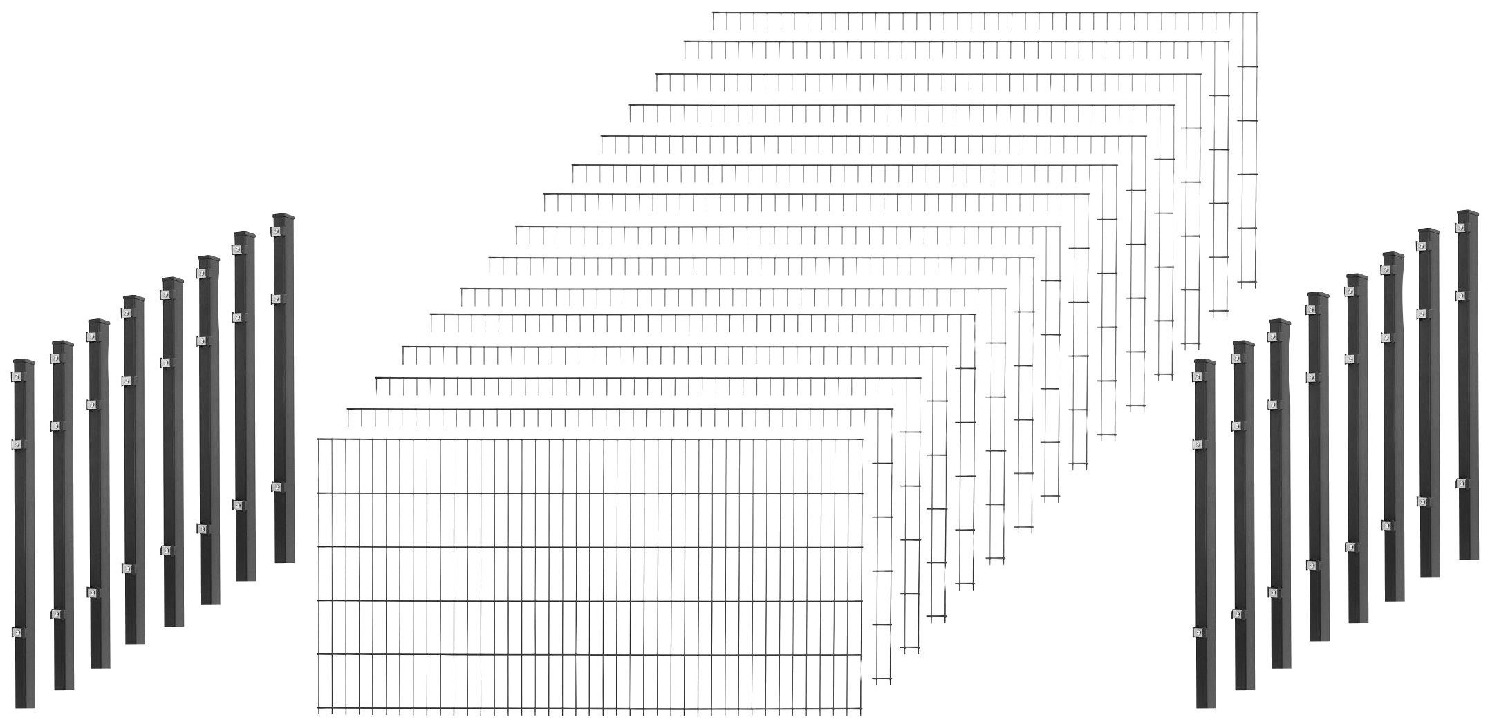 Peddy Shield Dubbelstaafmat hekwerk 103 cm hoog, 15 matten voor 30 m hekwerk, met 16 palen (set)