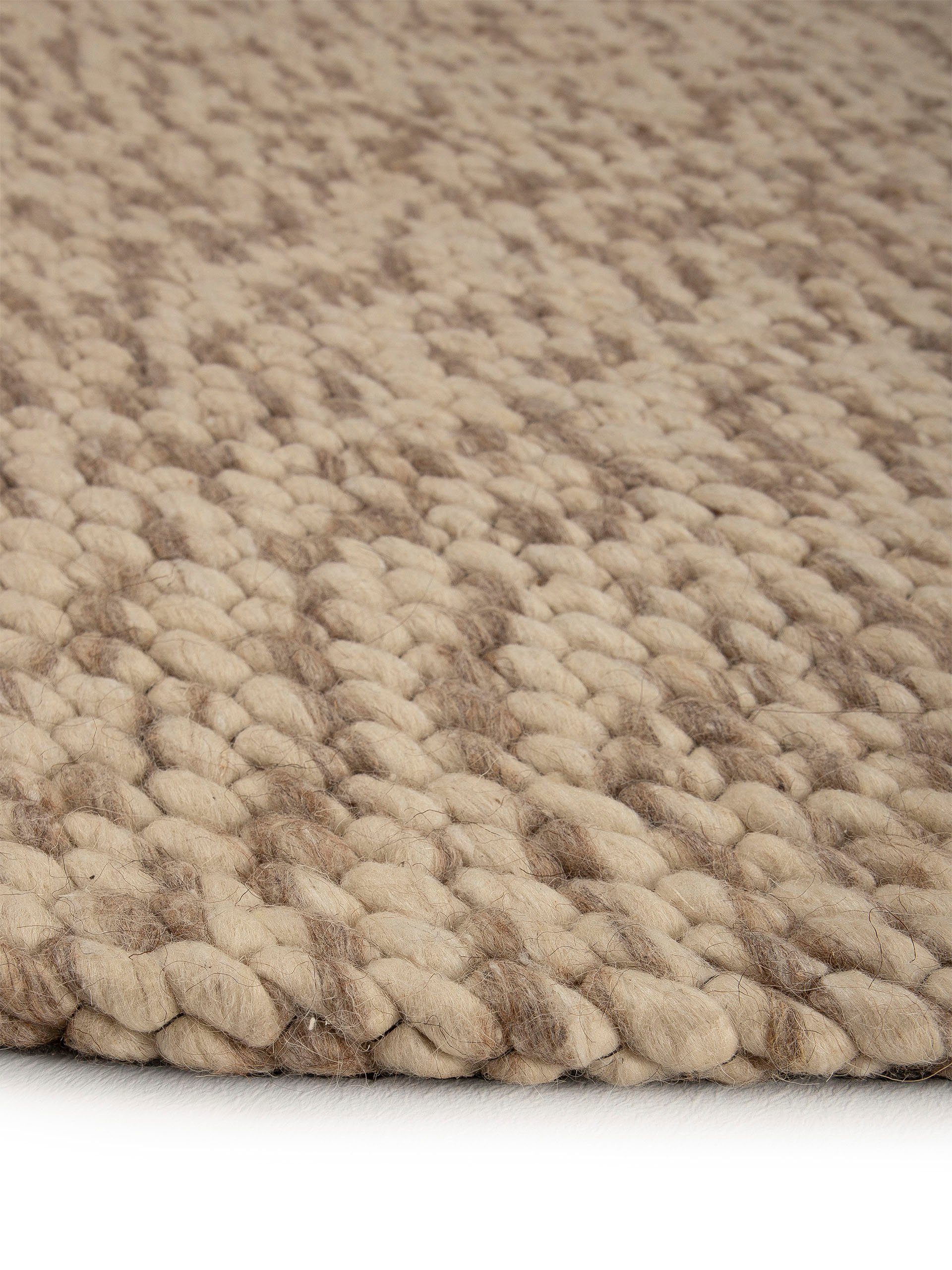 carpetfine Wollen kleed Sina grove structuur, tijdloos design, 100% wol, woonkamer