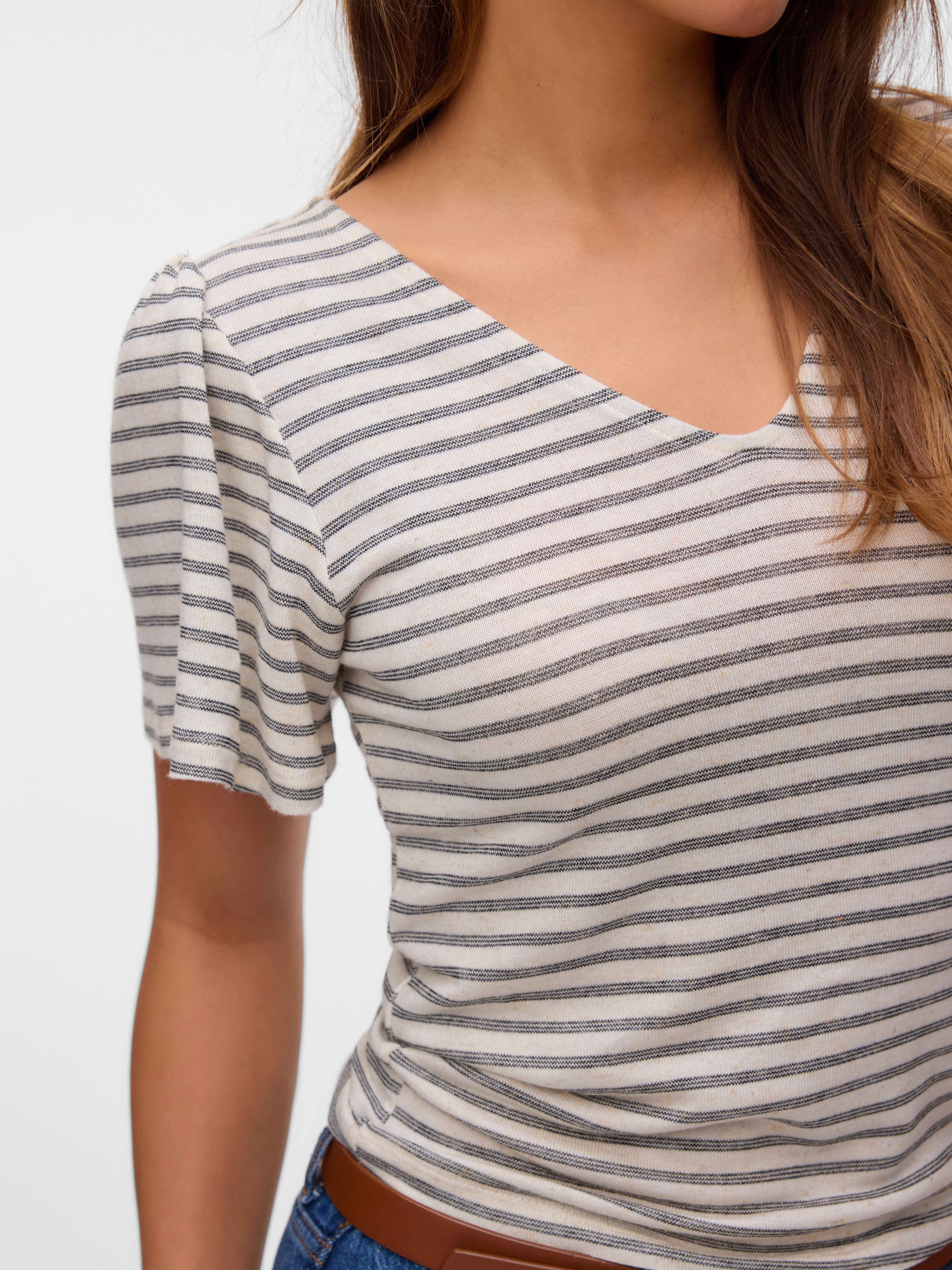Vero Moda T-shirt VMGINA 2/4 SHORT TOP JRS GA NOOS